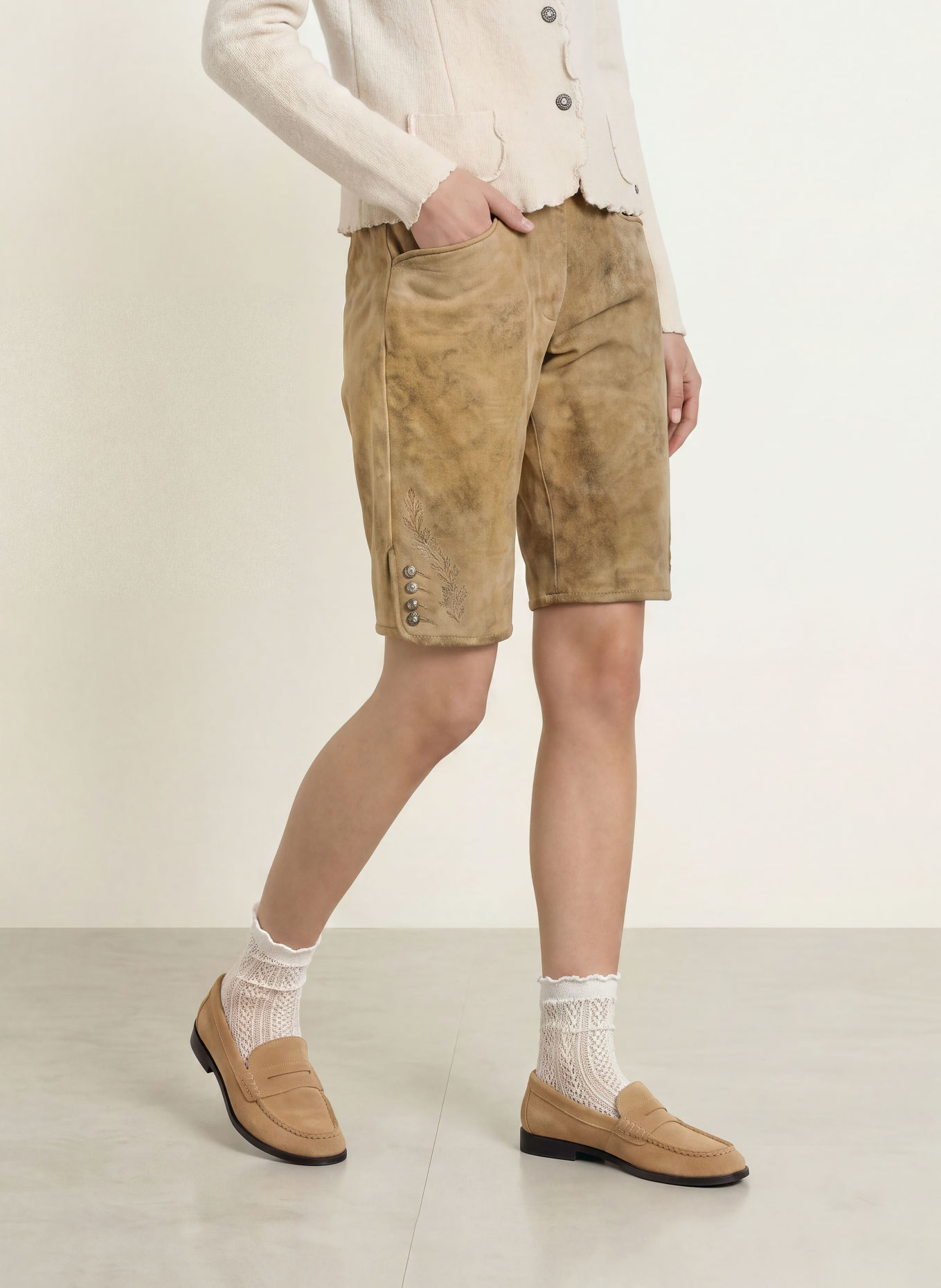 Spieth & Wensky KAMARIA Traditional leather trousers: CAMEL / TAUPE / GREEN
