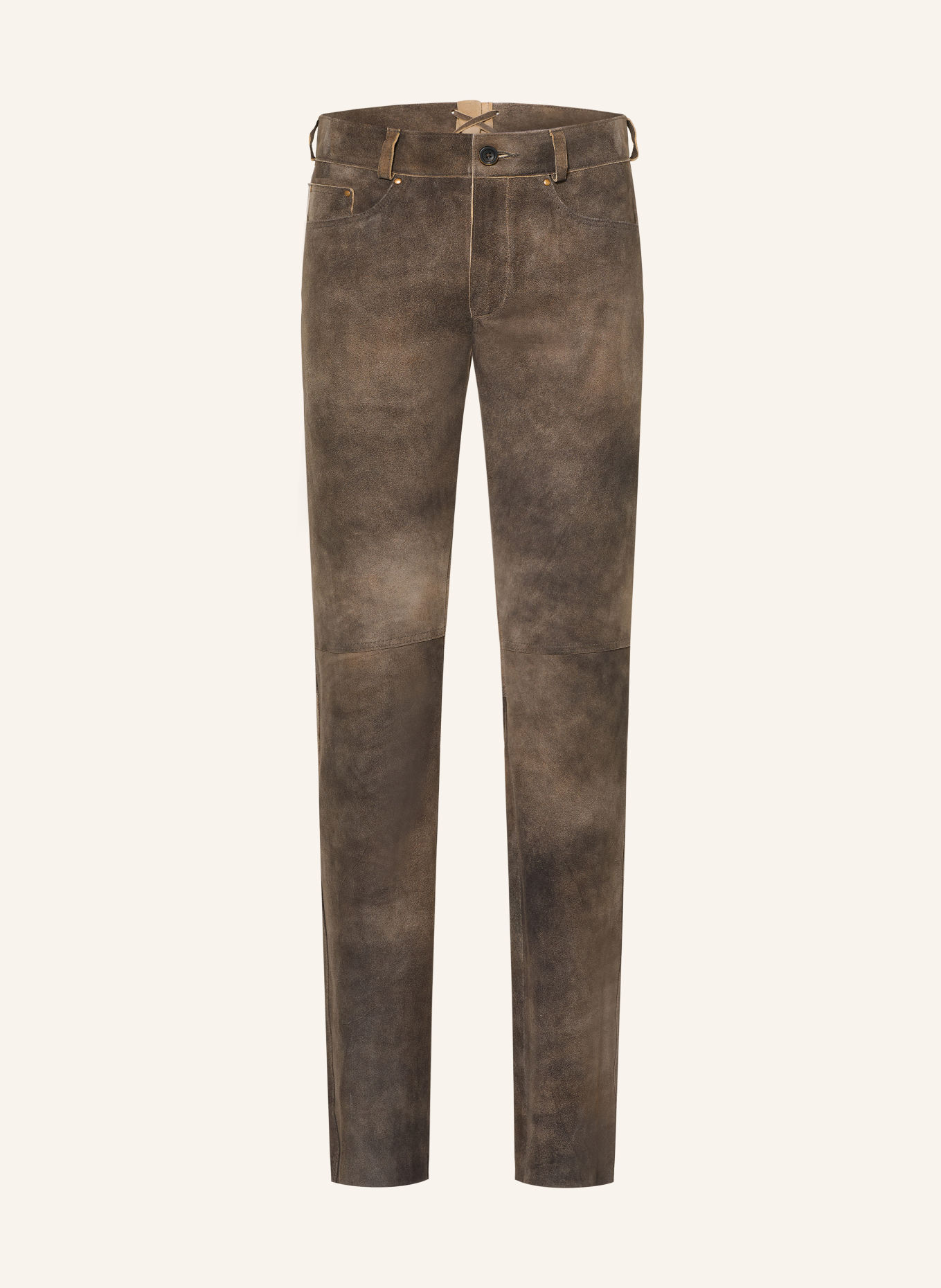 BECKERT Pantaloni din piele COSTA Slim Fit: TAUPE