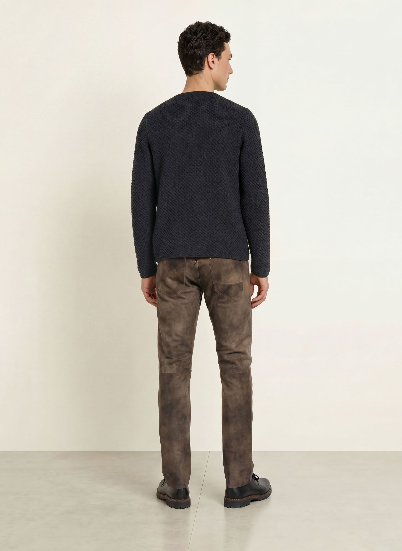 BECKERT Pantaloni din piele COSTA Slim Fit: TAUPE