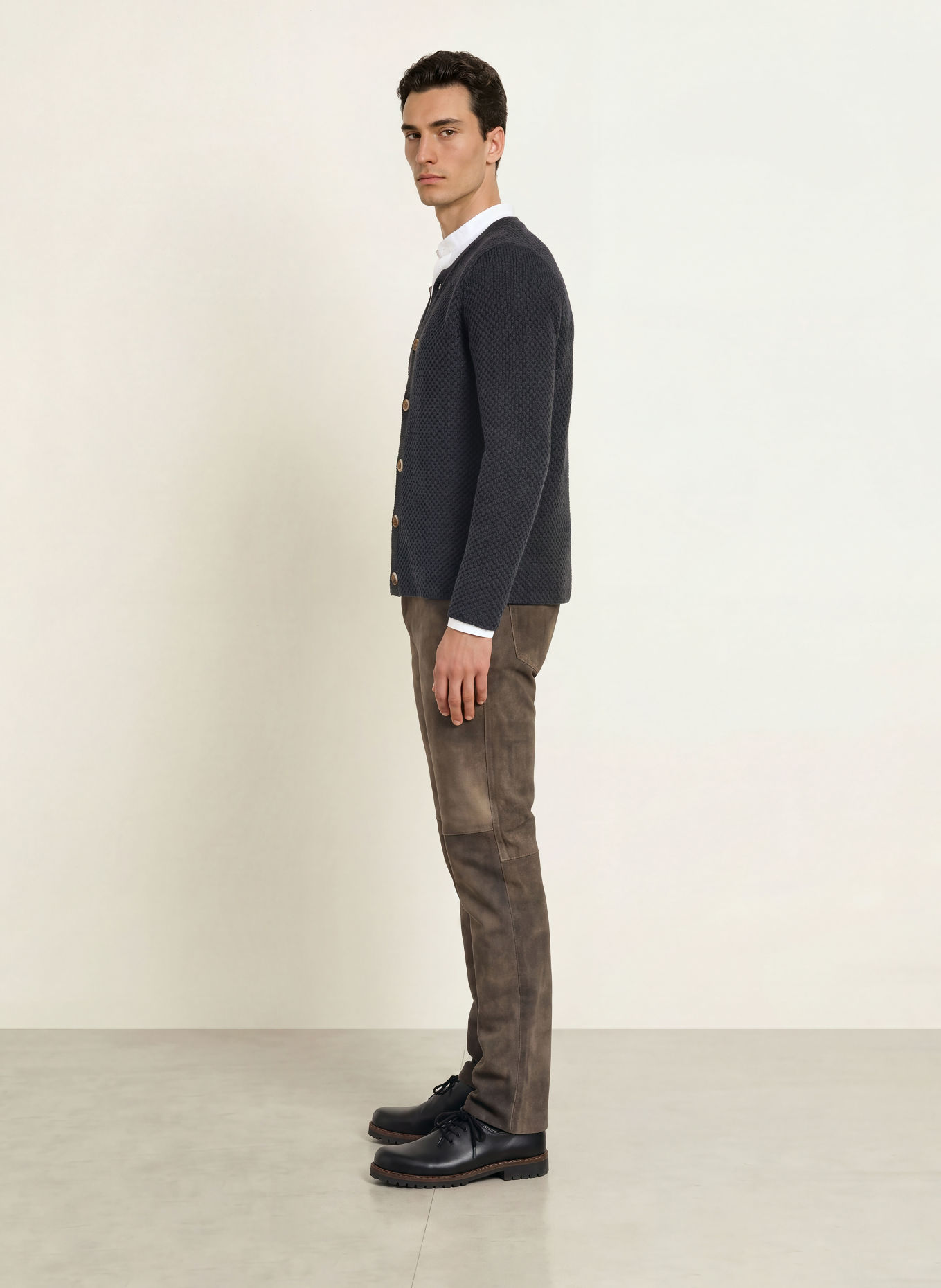 BECKERT Pantaloni din piele COSTA Slim Fit: TAUPE