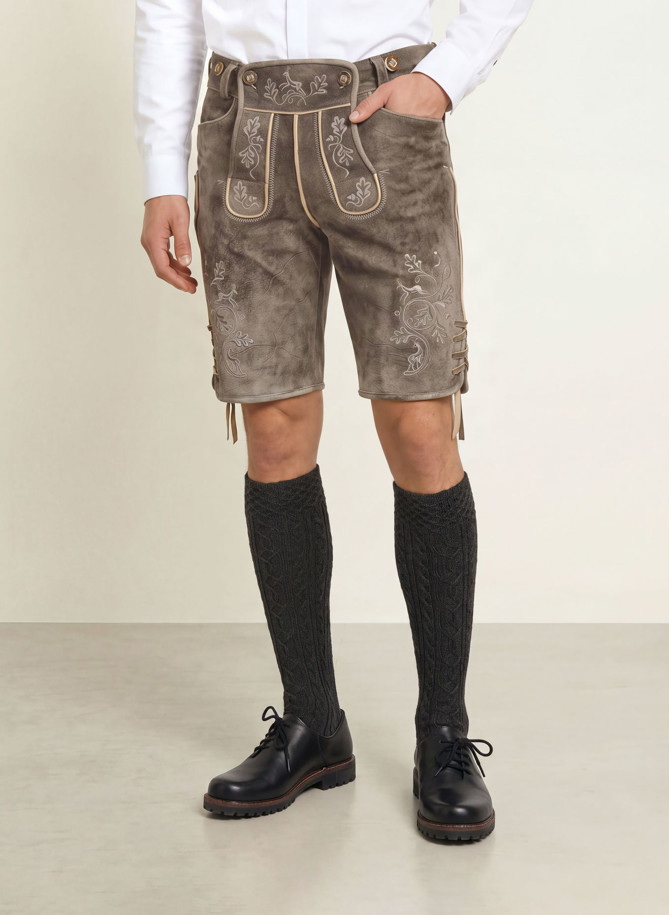 BECKERT MARKTSCHELLENBERG Traditional leather trousers: DARK GRAY