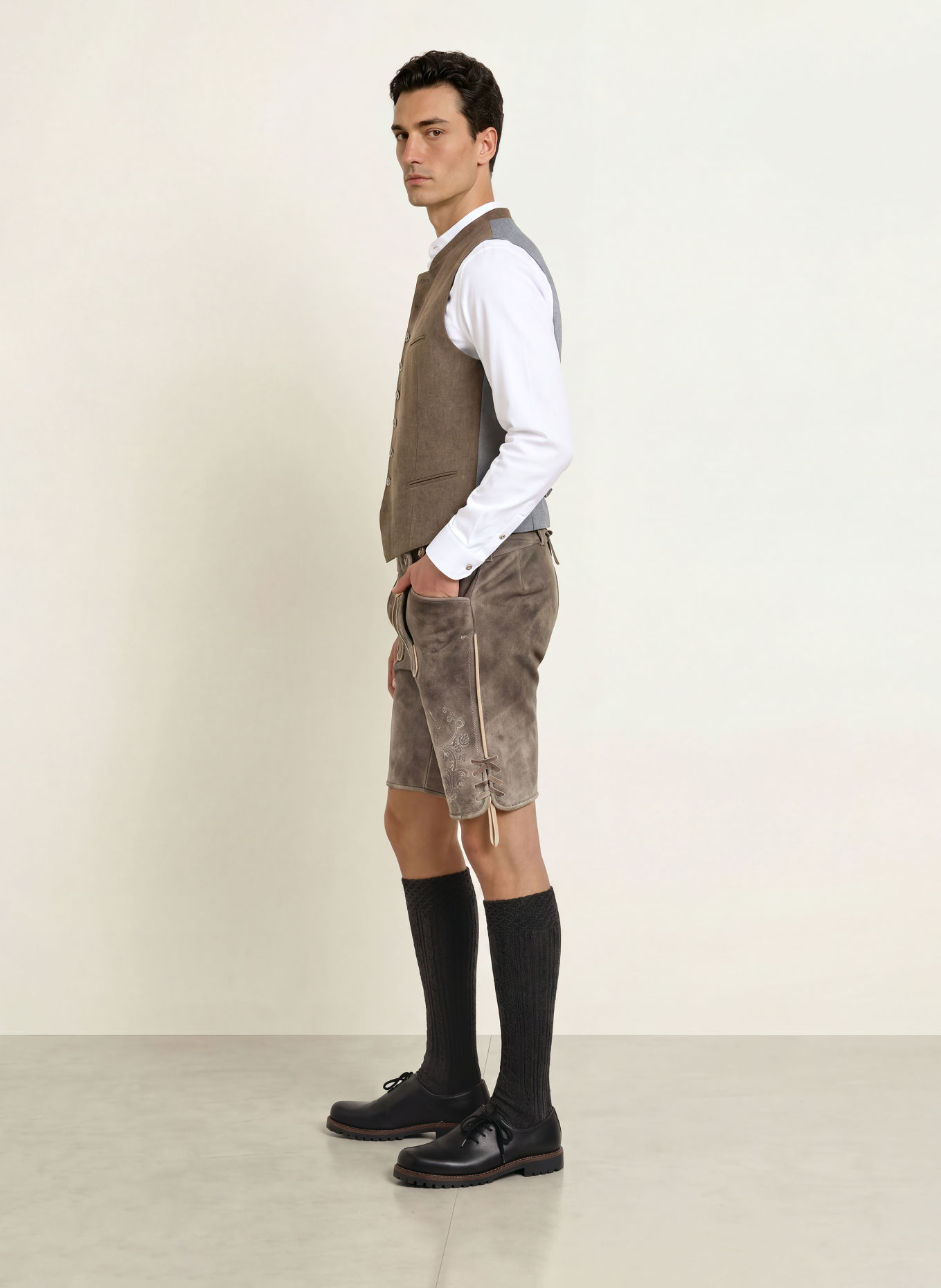 BECKERT MARKTSCHELLENBERG Traditional leather trousers: DARK GRAY