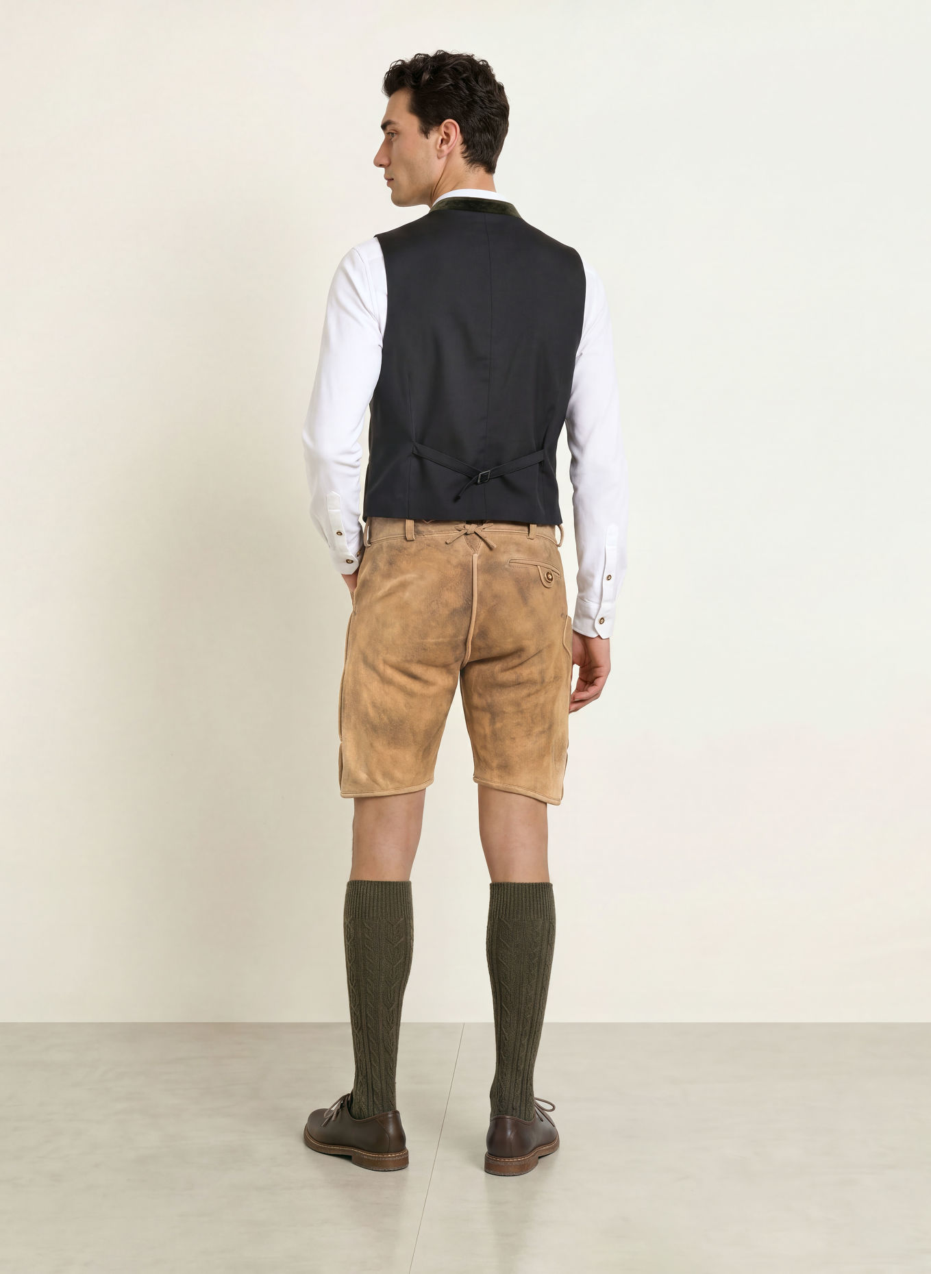 BECKERT Traditionele lederhose LUSTENAU: BEIGE / GRIJS