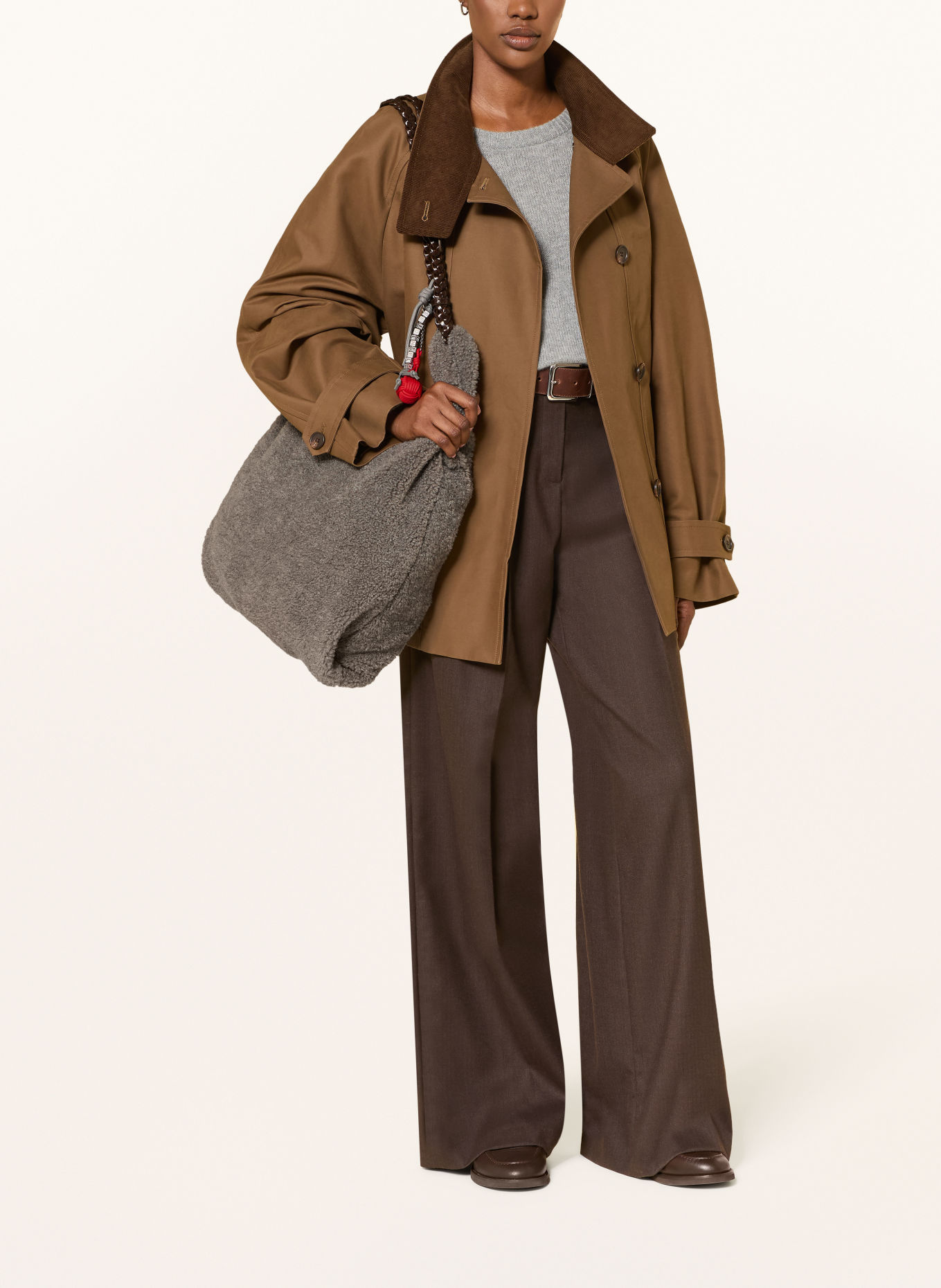 SEIDENFELT SKJERN Shoppers: GRAY / DARK BROWN