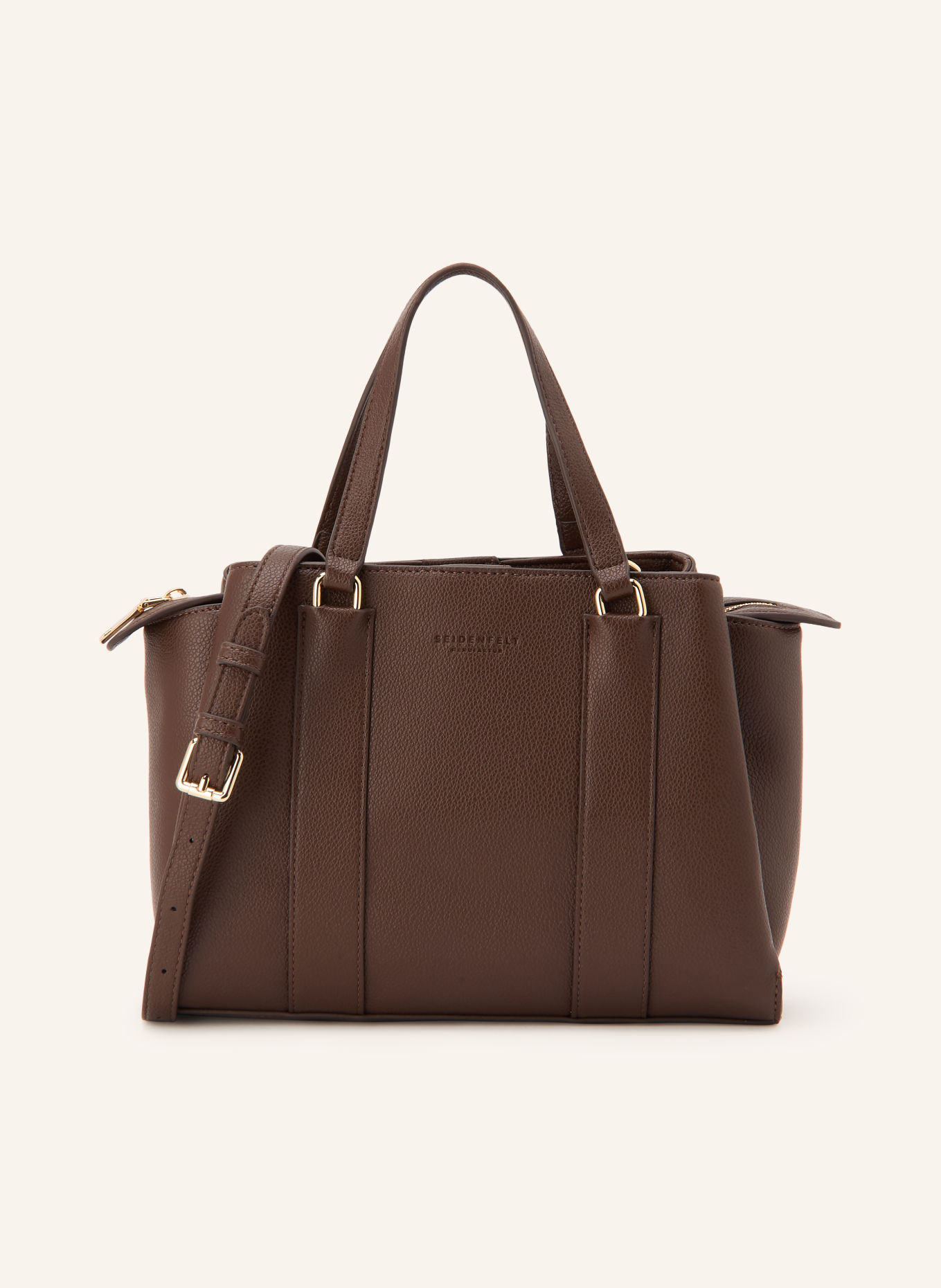 SEIDENFELT Handtasche NELMA: DUNKELBRAUN / GOLD