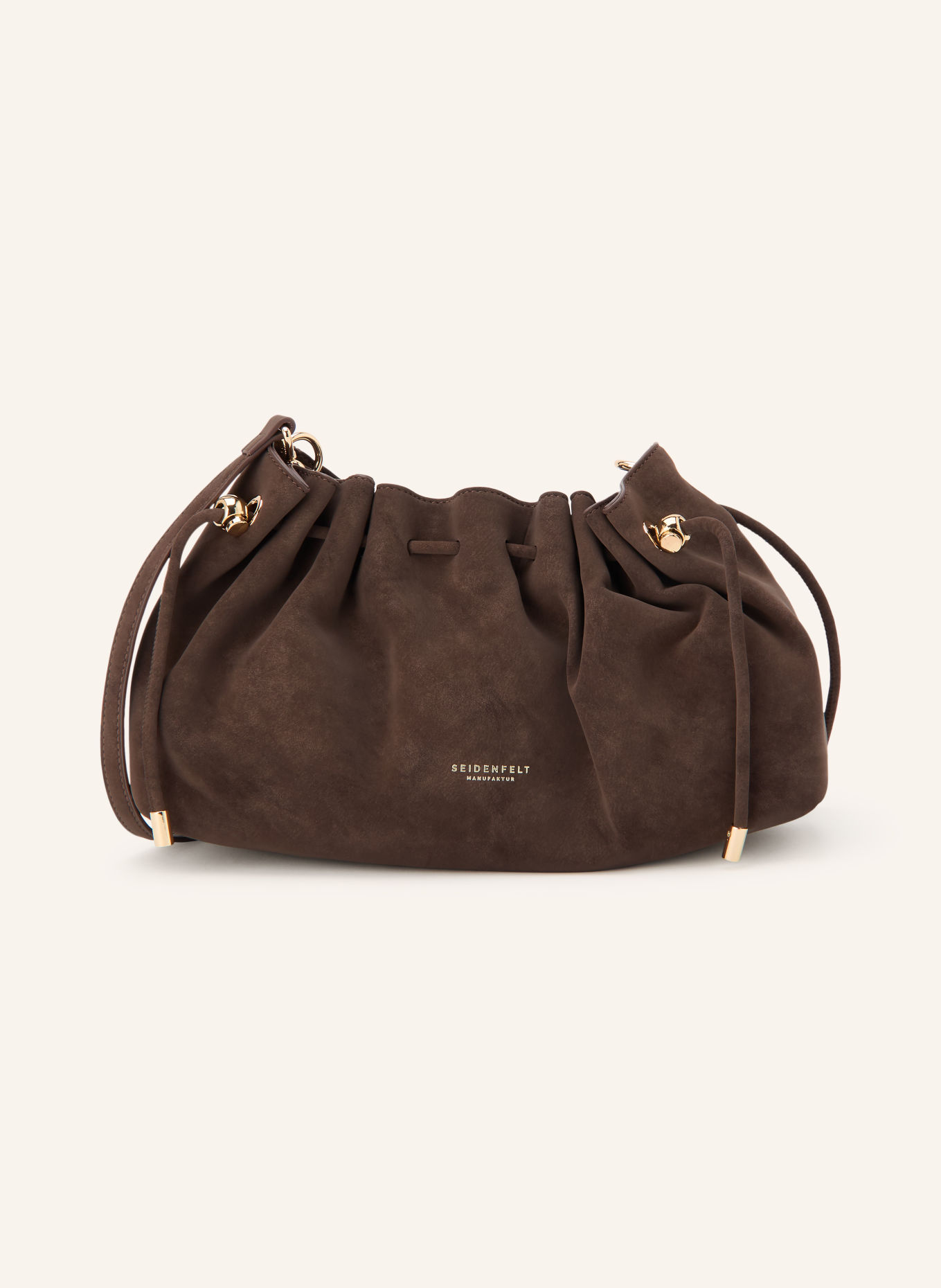 SEIDENFELT Beuteltasche RENA: DUNKELBRAUN / GOLD