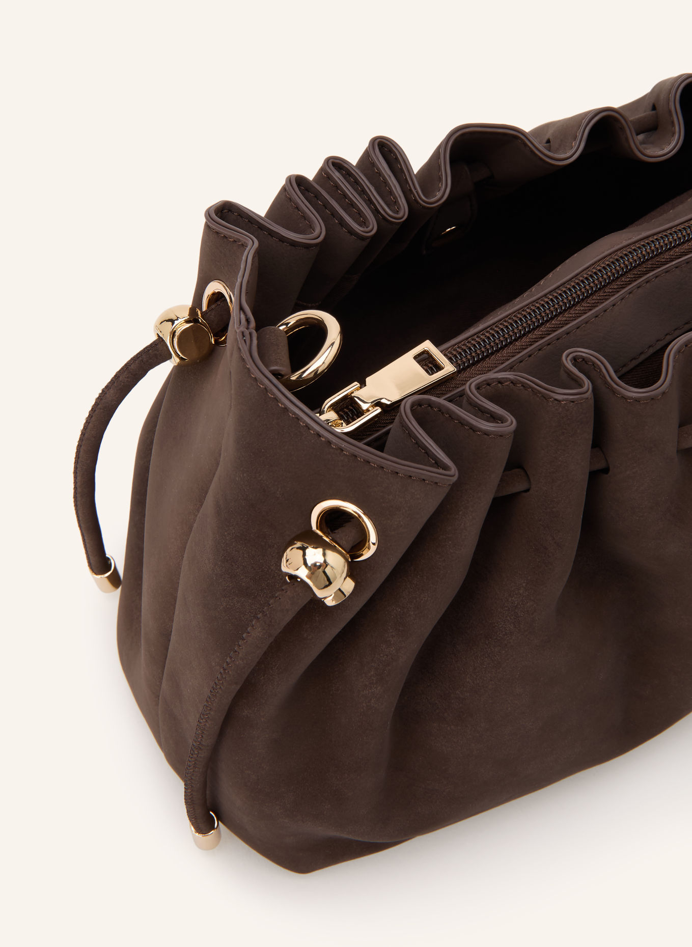SEIDENFELT Beuteltasche RENA: DUNKELBRAUN / GOLD