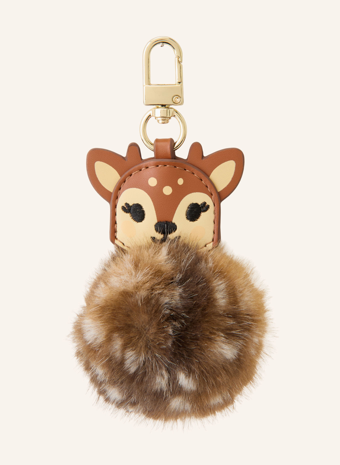 SEIDENFELT Taskeanhænger MY FURRY DEER: BRUN / CREME / SORT