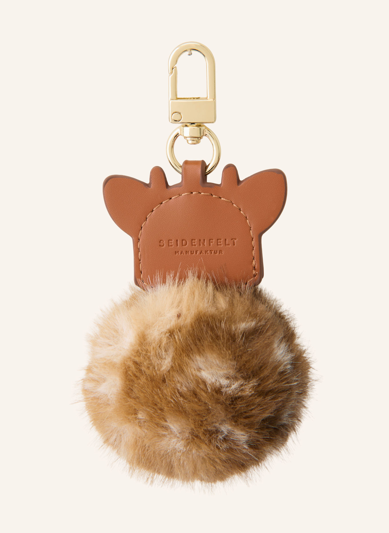 SEIDENFELT Taskeanhænger MY FURRY DEER: BRUN / CREME / SORT