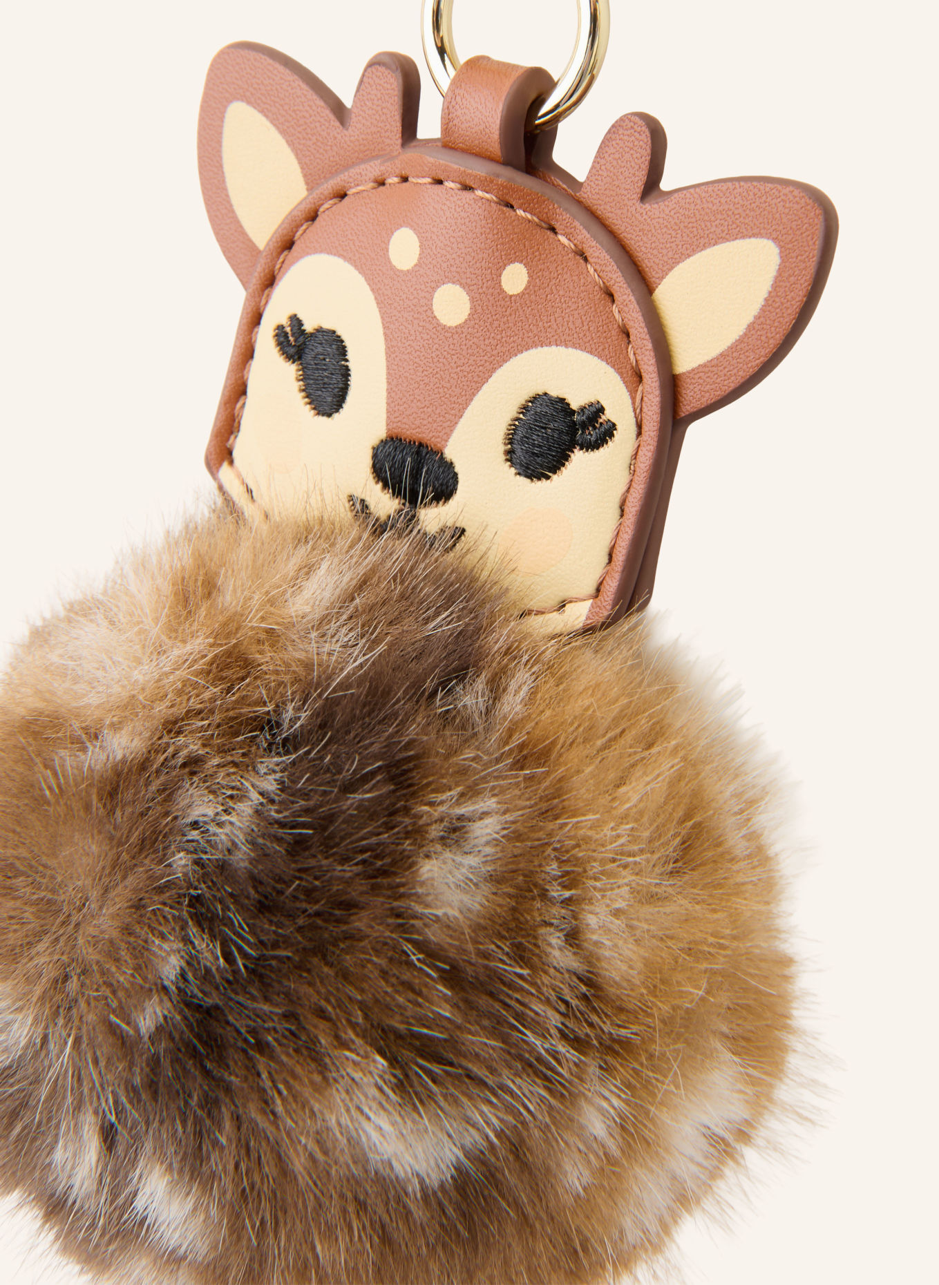 SEIDENFELT Taskeanhænger MY FURRY DEER: BRUN / CREME / SORT
