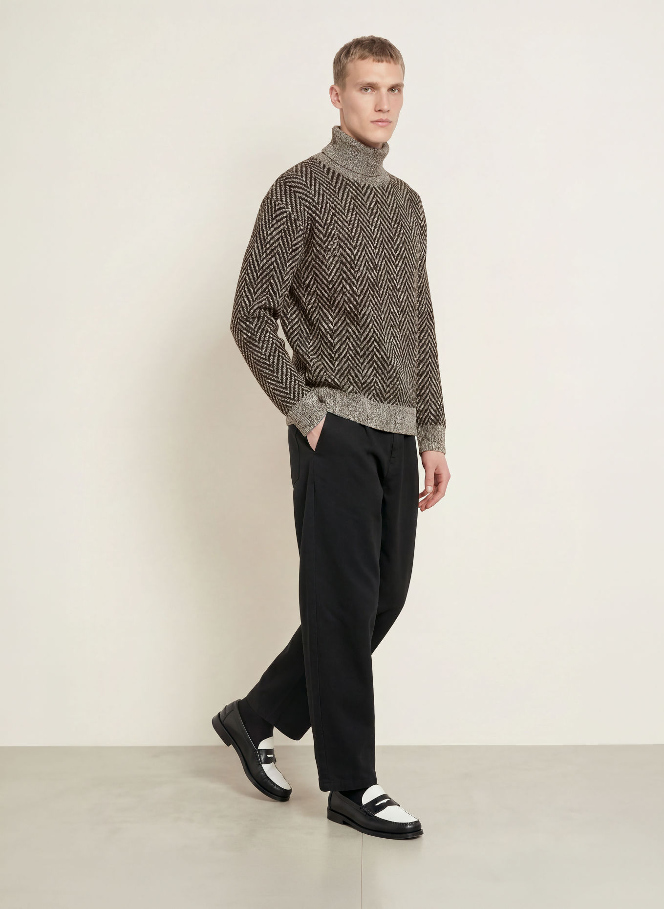 HUGO Pull à col roulé SHERBORNE: NOIR / GRIS
