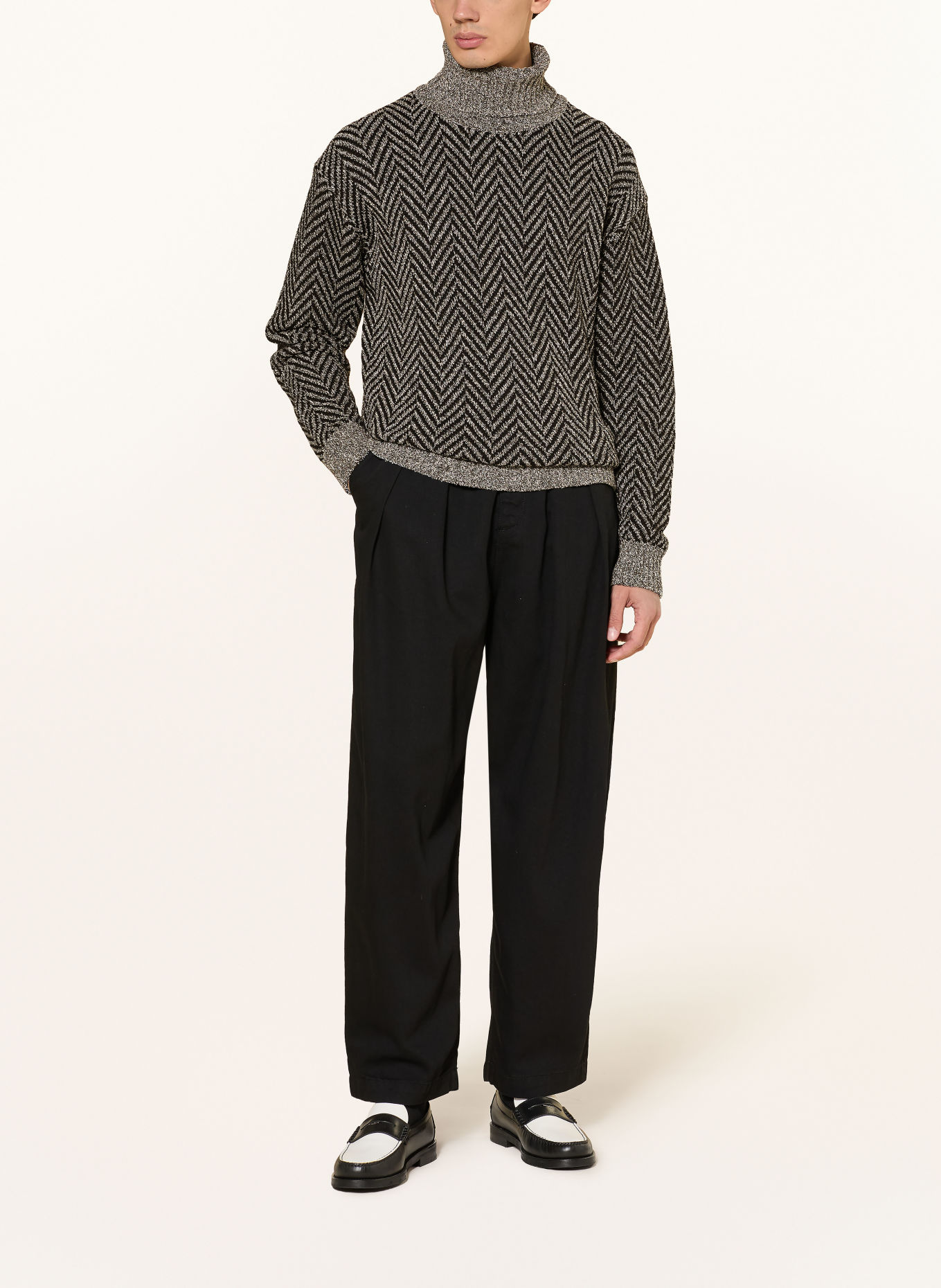 HUGO Pull à col roulé SHERBORNE: NOIR / GRIS