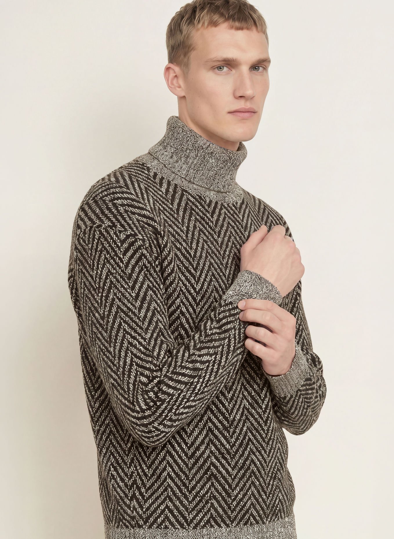HUGO Pull à col roulé SHERBORNE: NOIR / GRIS