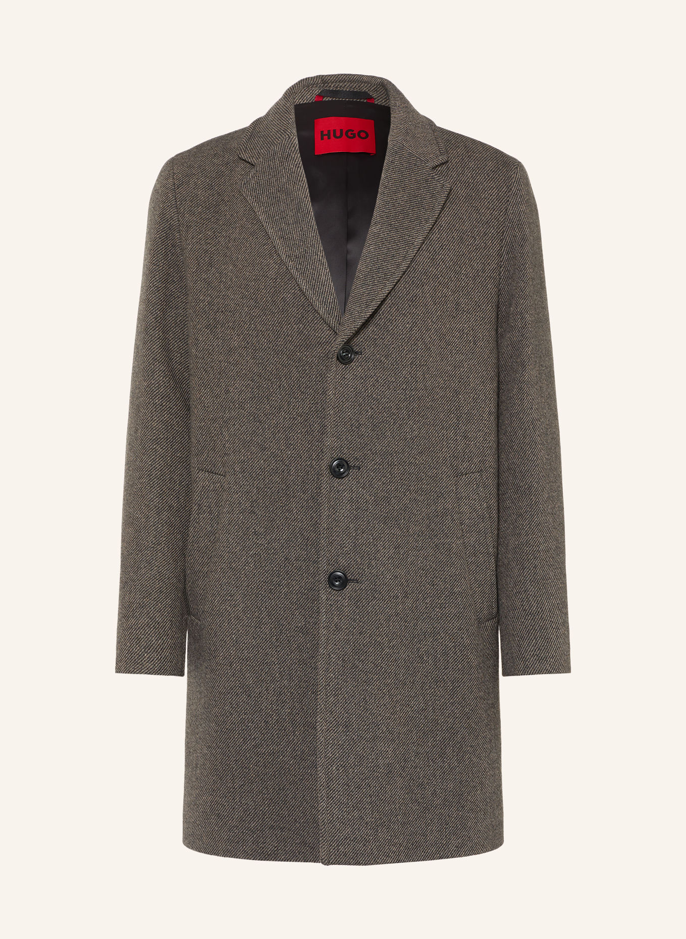 HUGO Mantel MALTE: BEIGE / SCHWARZ