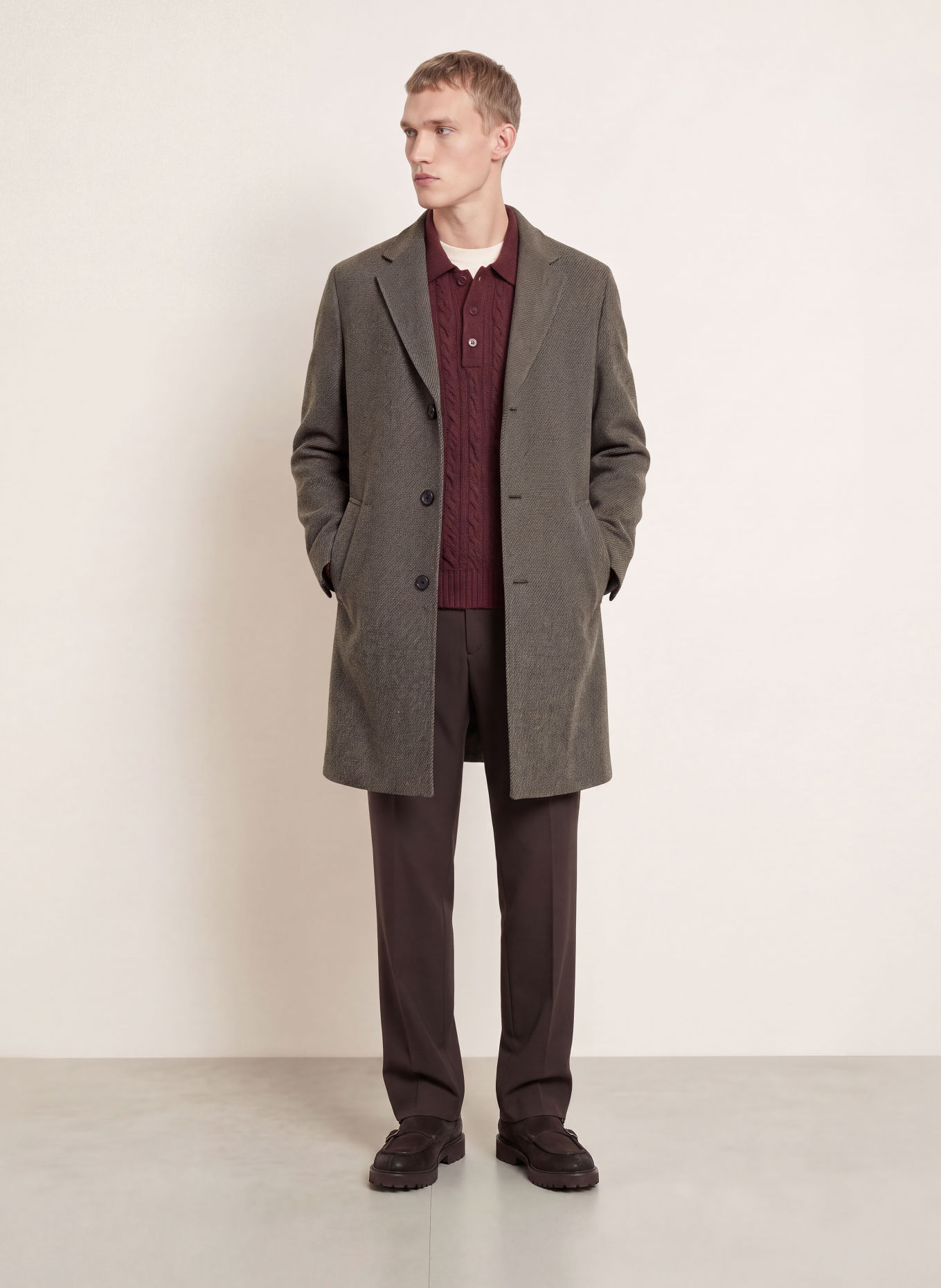 HUGO Mantel MALTE: BEIGE / SCHWARZ