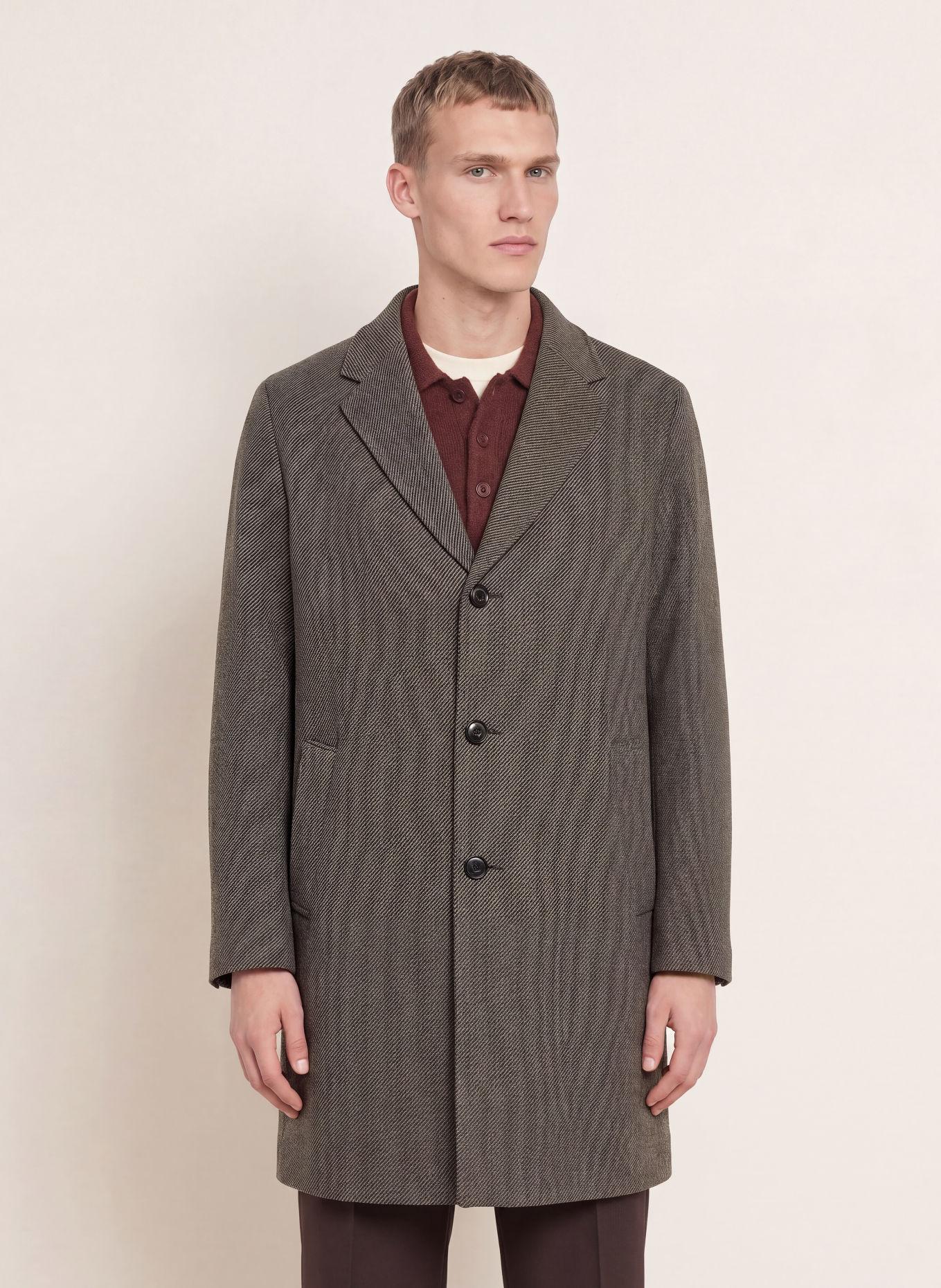 HUGO Mantel MALTE: BEIGE / SCHWARZ
