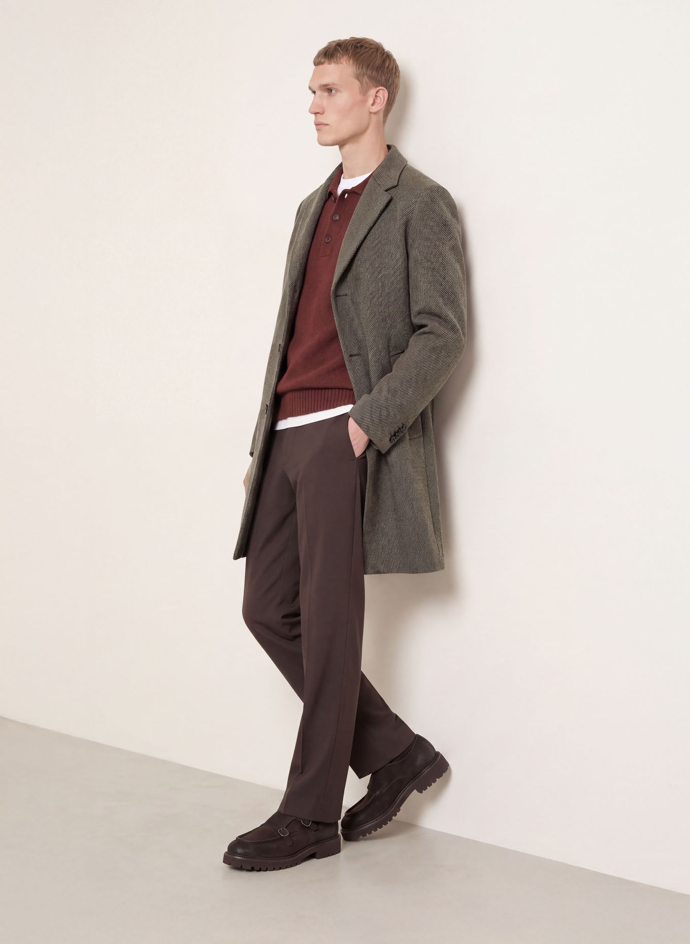 HUGO Mantel MALTE: BEIGE / SCHWARZ
