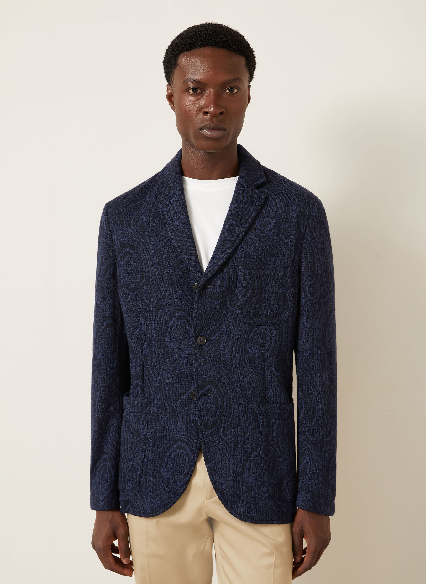 ETRO Gebreid colbert met normale pasvorm: DONKERBLAUW