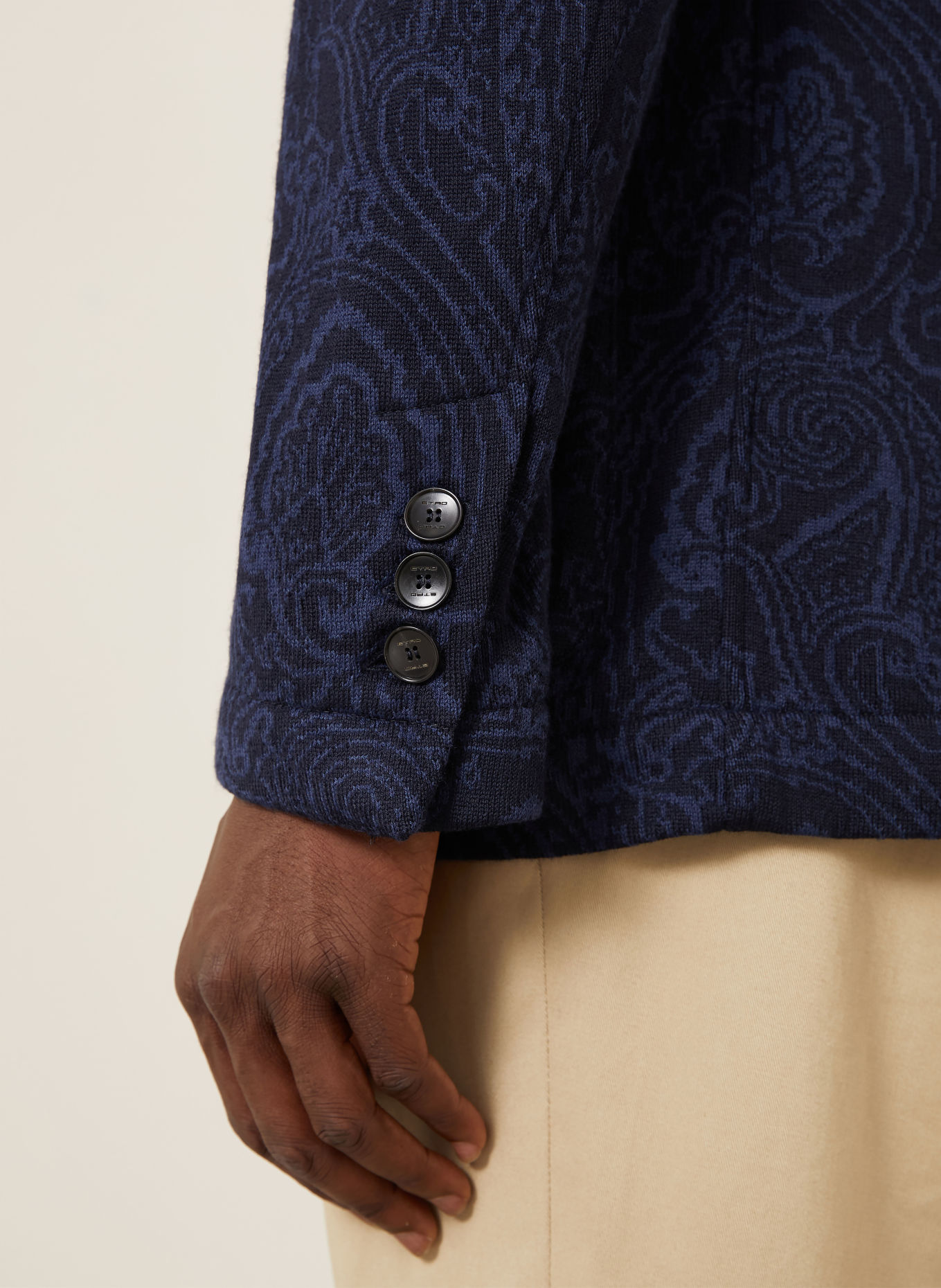 ETRO Gebreid colbert met normale pasvorm: DONKERBLAUW