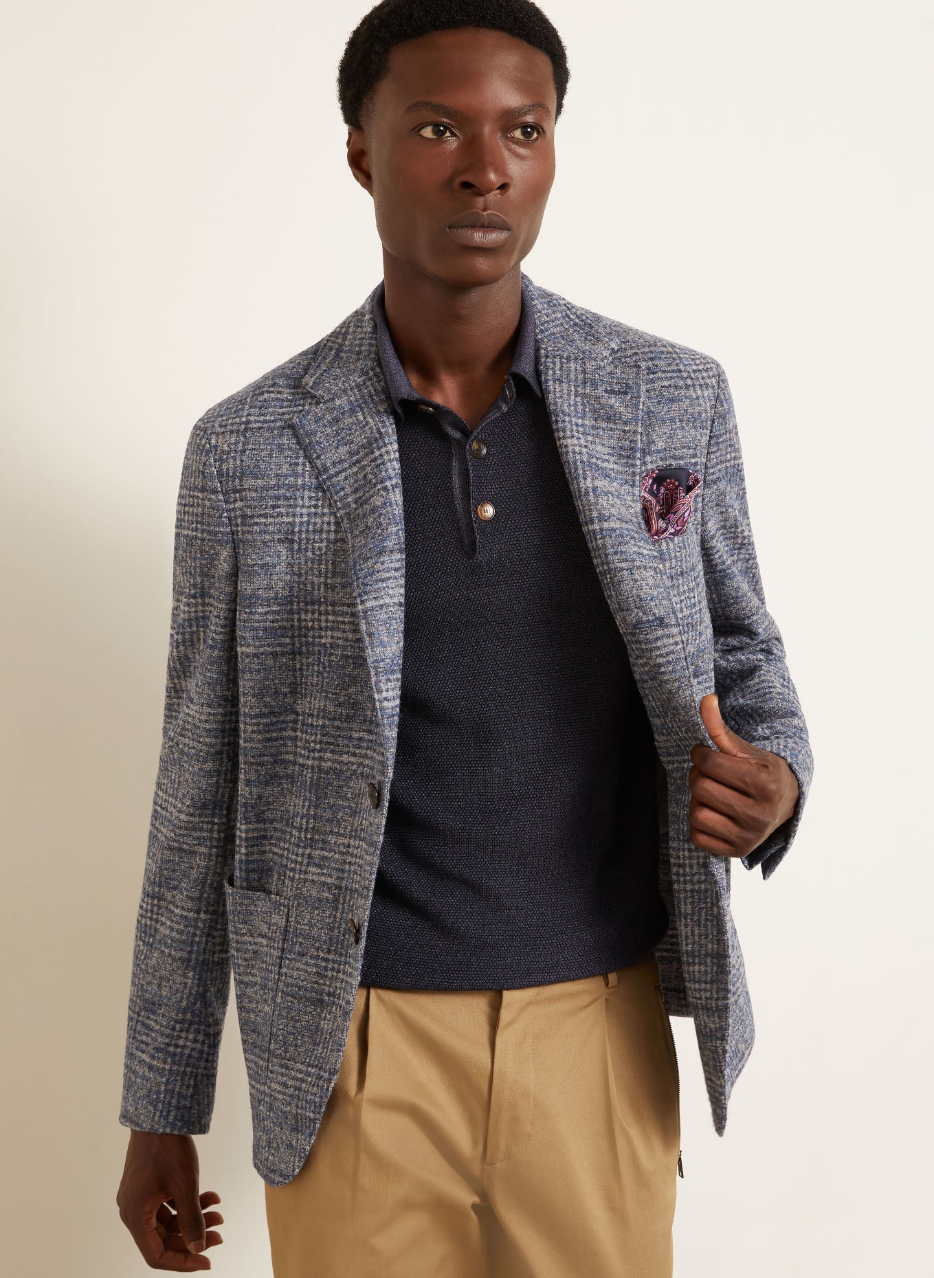 ETRO Marynarka o kroju regular fit: NIEBIESKI / JASNOCZARY / SZARY
