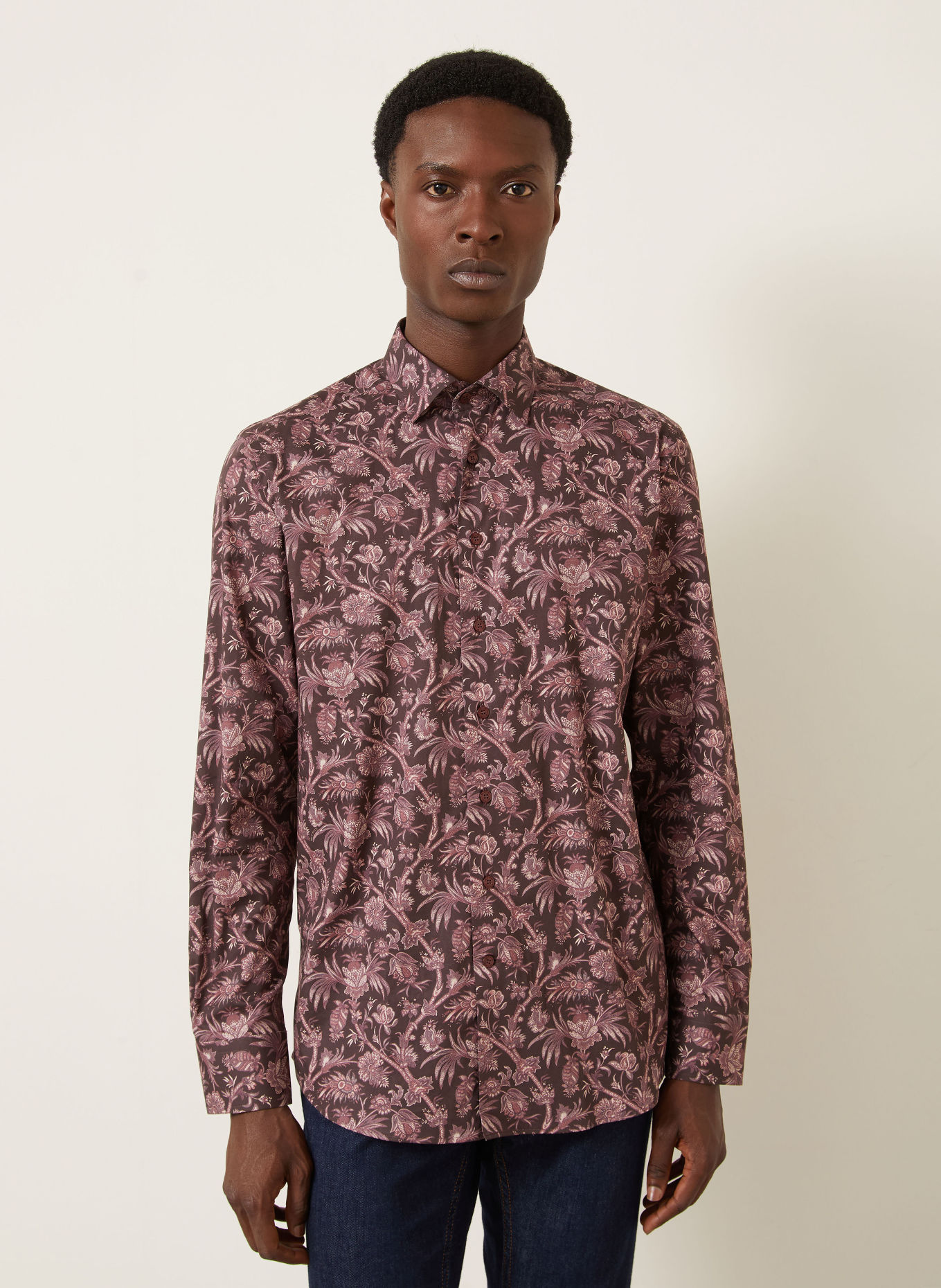 ETRO Overhemd Comfort Fit: PAARS / CRÈME / DONKERROOD