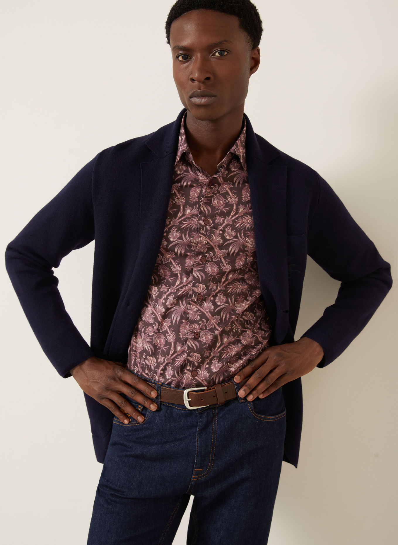 ETRO Overhemd Comfort Fit: PAARS / CRÈME / DONKERROOD