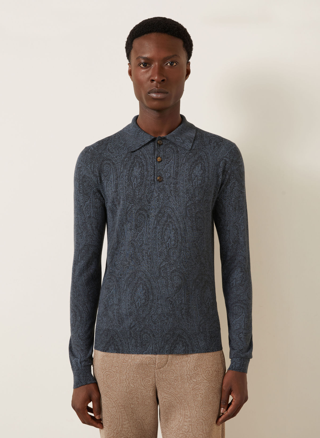 ETRO Gebreid poloshirt: DONKERBLAUW