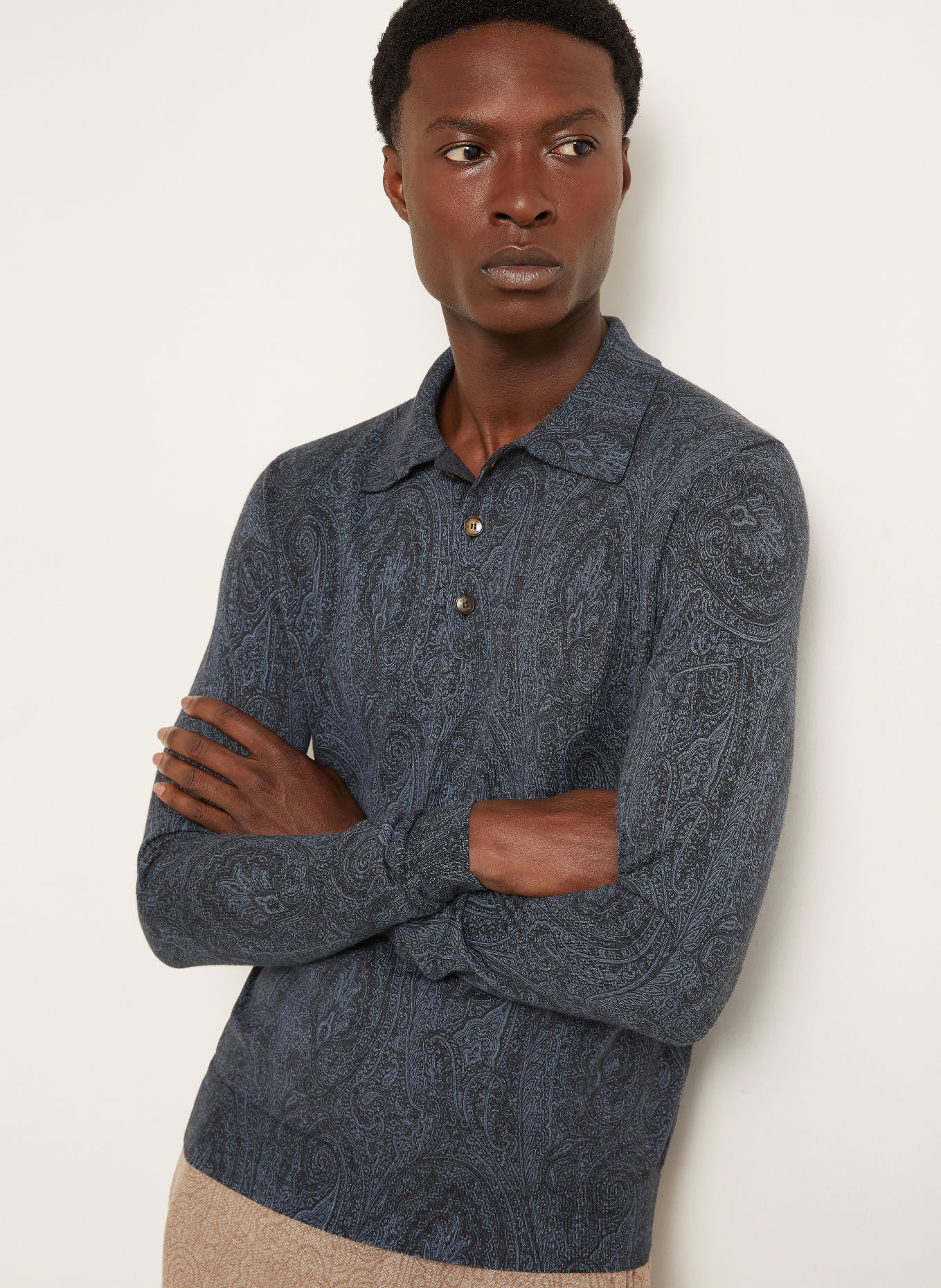 ETRO Gebreid poloshirt: DONKERBLAUW