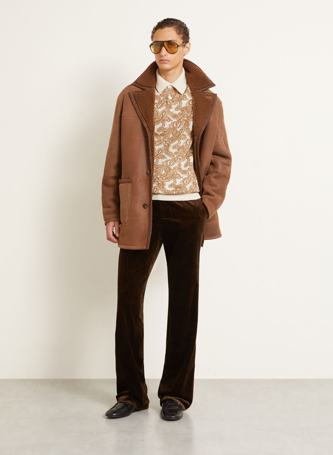 ETRO Strick-Poloshirt: BEIGE / COGNAC