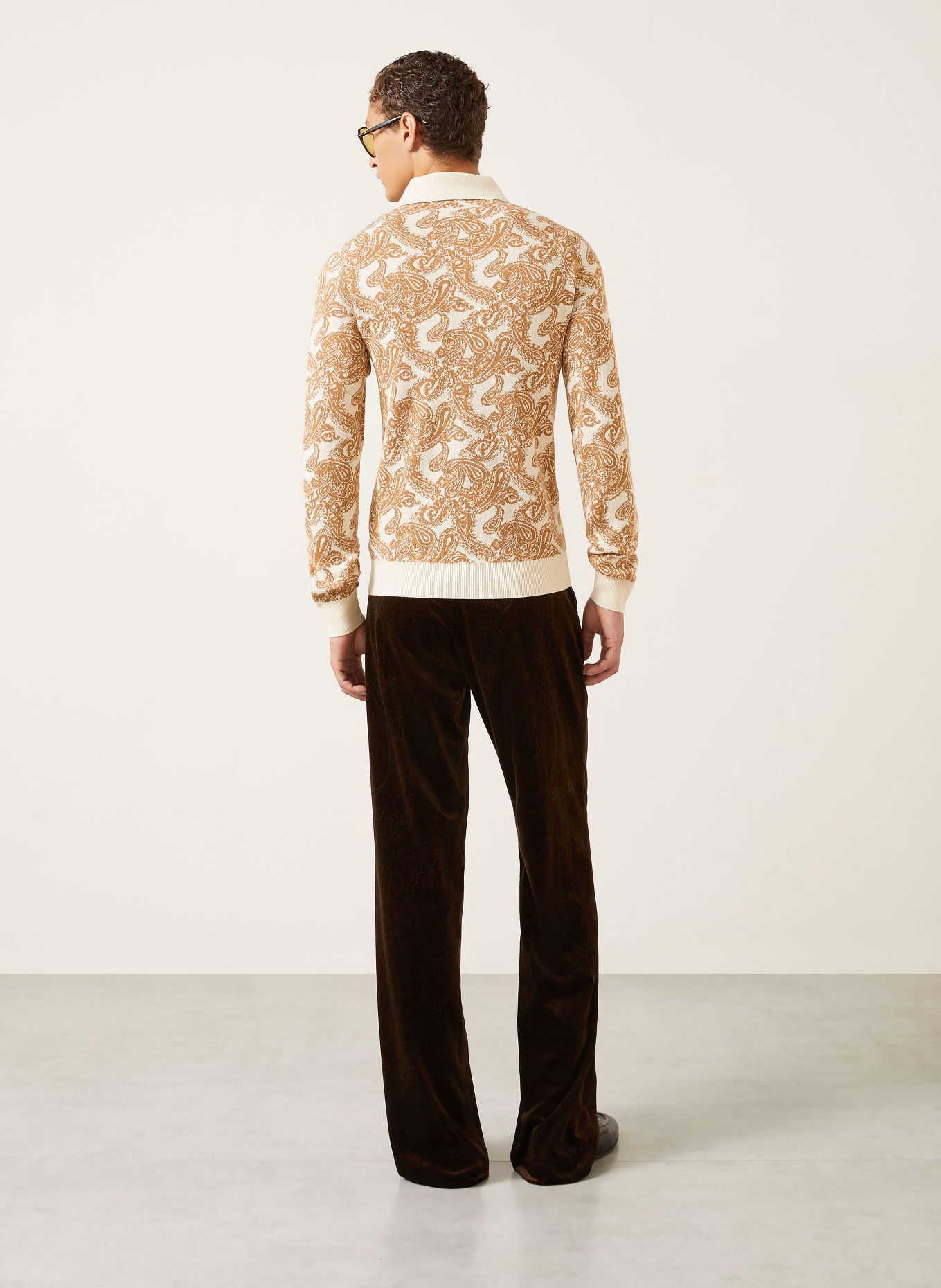ETRO Strick-Poloshirt: BEIGE / COGNAC