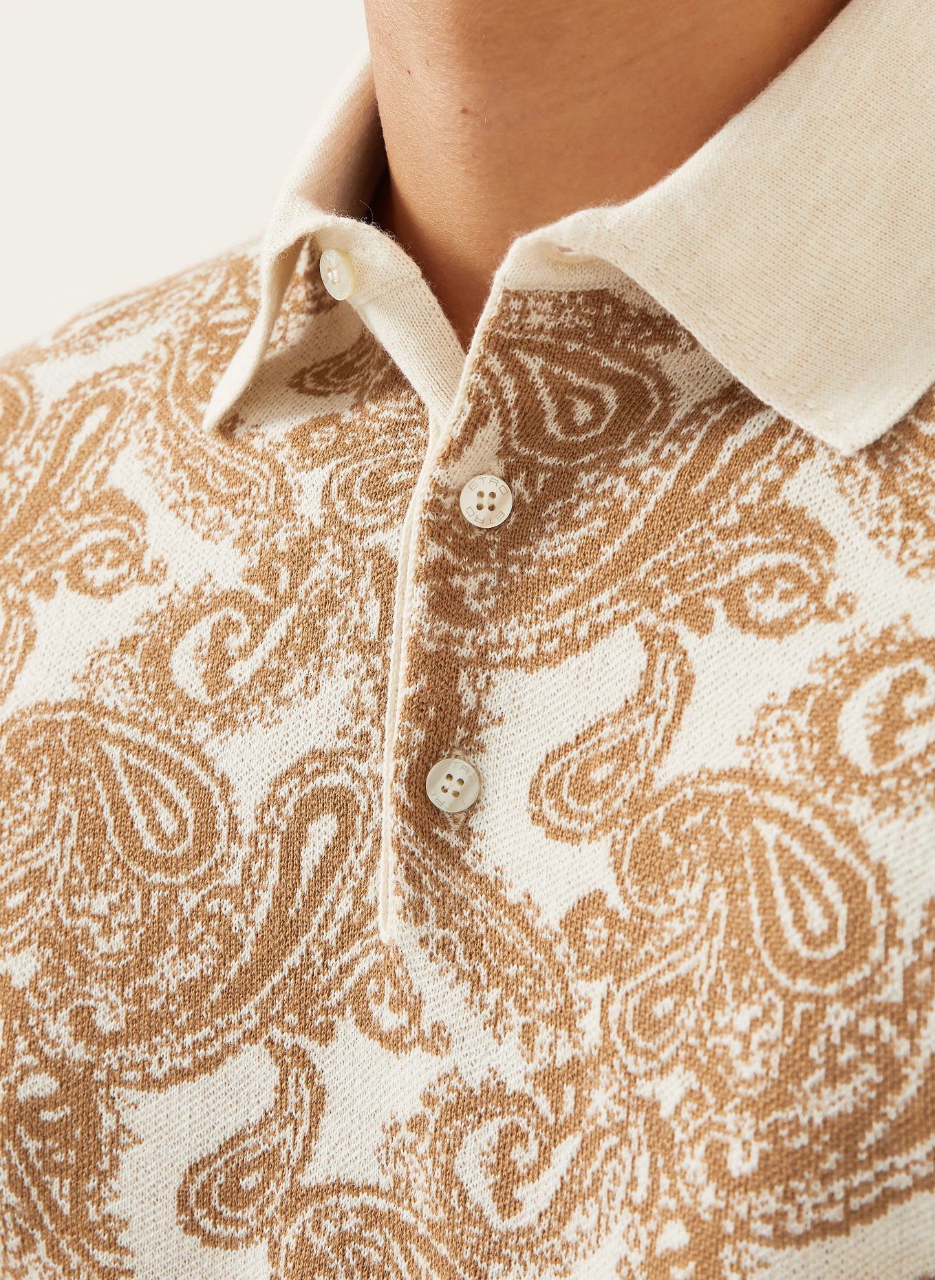 ETRO Strick-Poloshirt: BEIGE / COGNAC