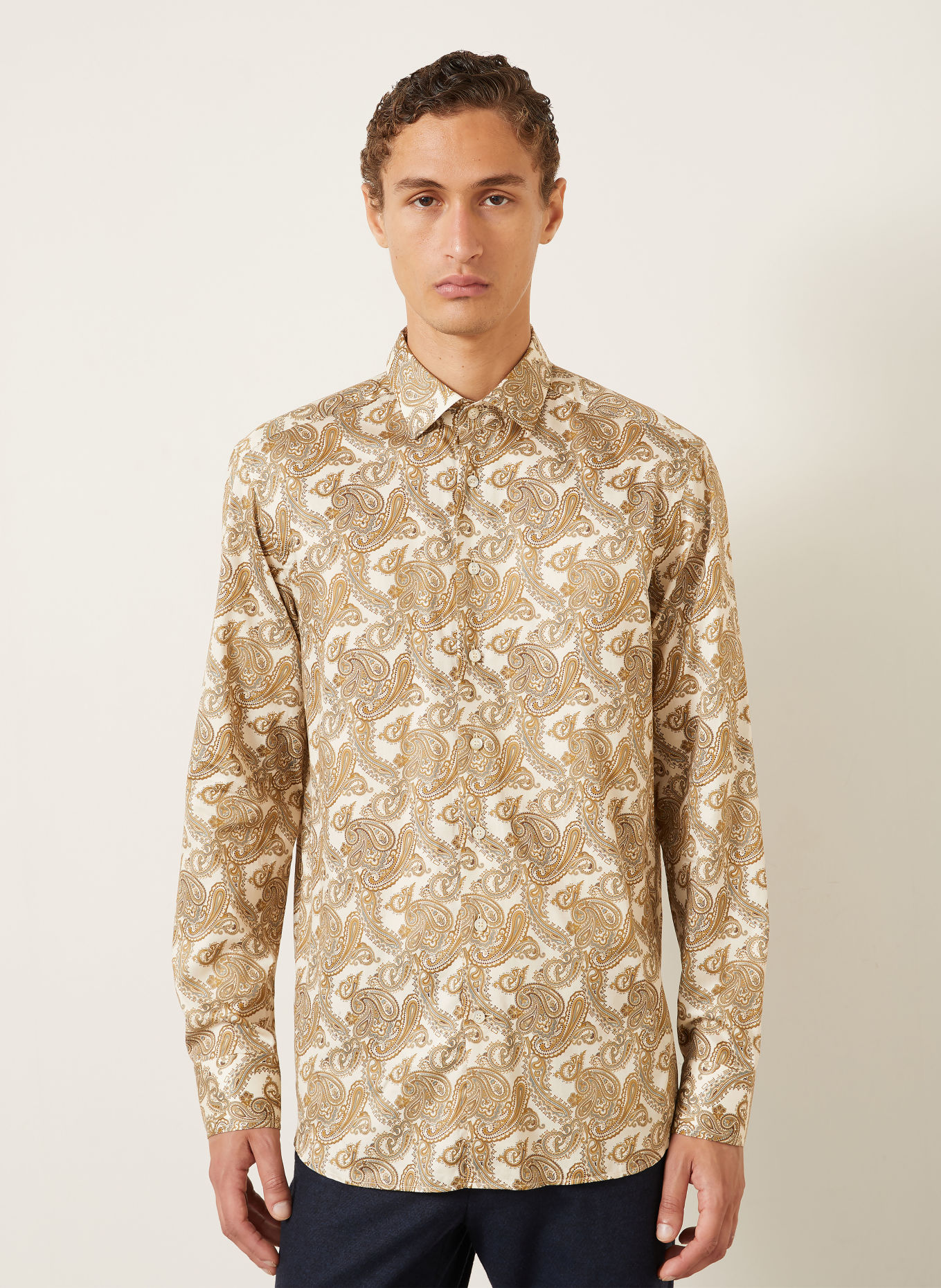 ETRO Regular-Fit Shirt: BEIGE / GRAY / KHAKI