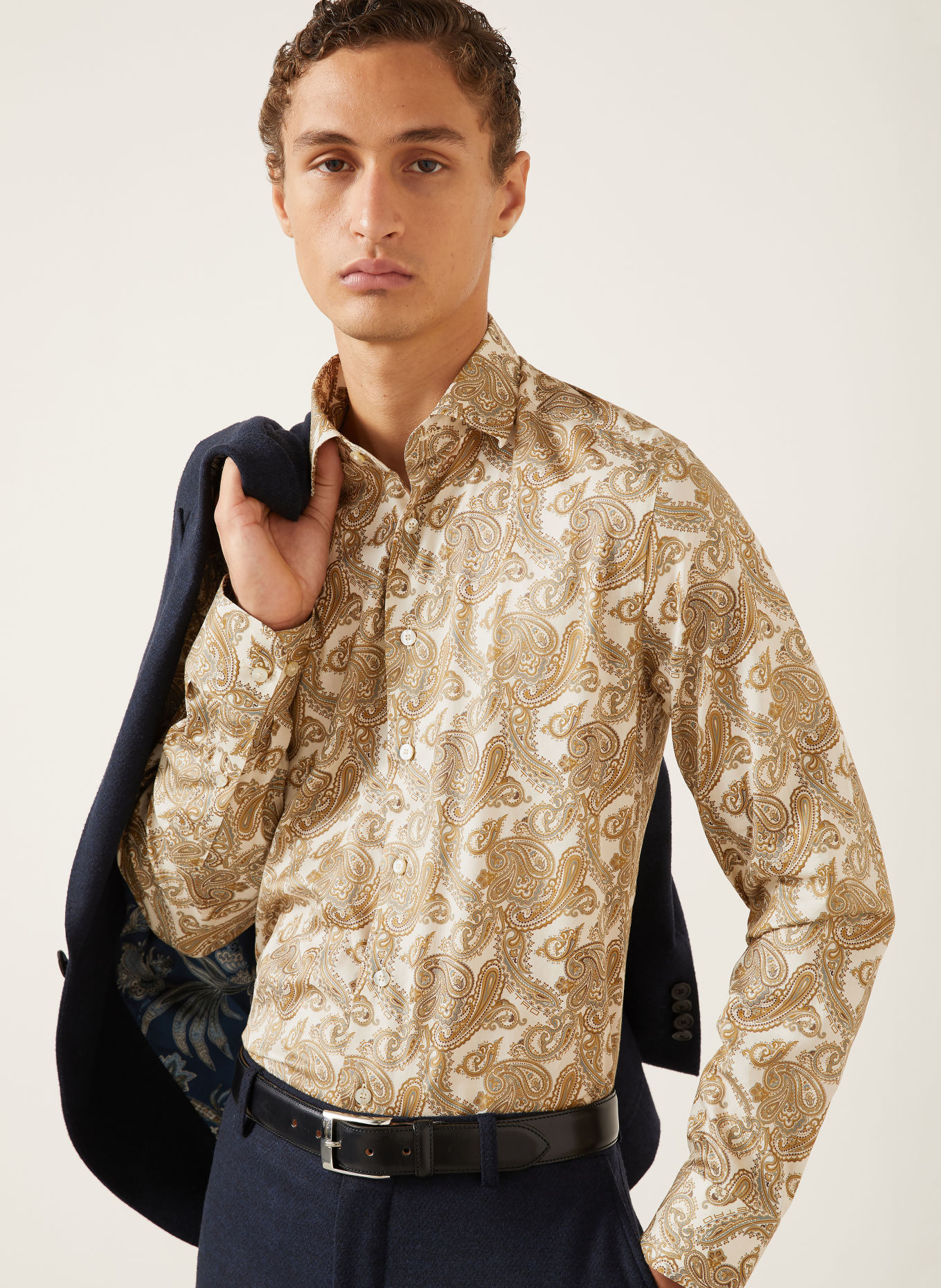 ETRO Regular-Fit Shirt: BEIGE / GRAY / KHAKI