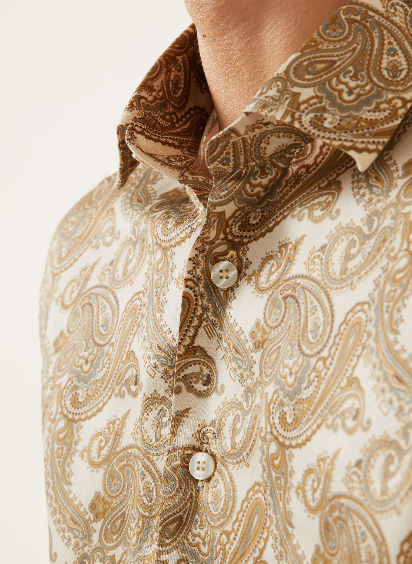ETRO Regular-Fit Shirt: BEIGE / GRAY / KHAKI