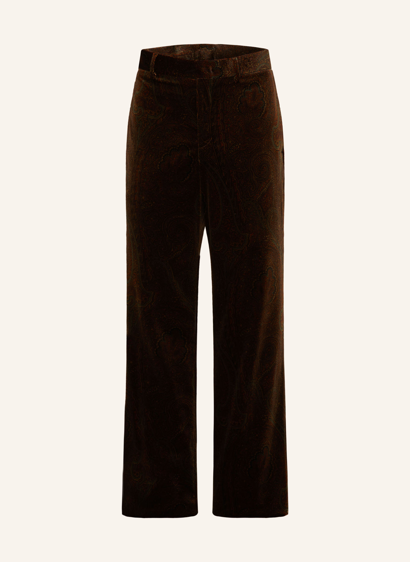 ETRO Sametové chino kalhoty, regular fit: TMAVĚ HNĚDÁ / BÉŽOVÁ / ZELENÁ