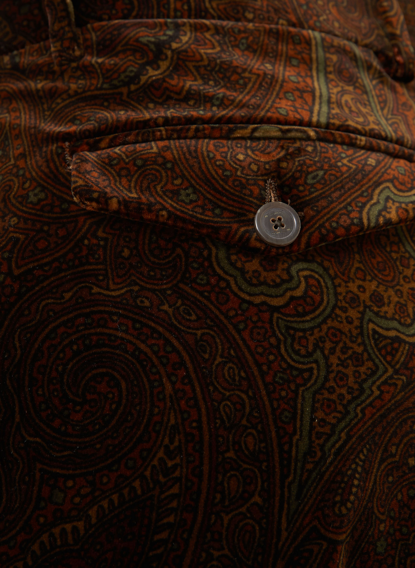 ETRO Sametové chino kalhoty, regular fit: TMAVĚ HNĚDÁ / BÉŽOVÁ / ZELENÁ