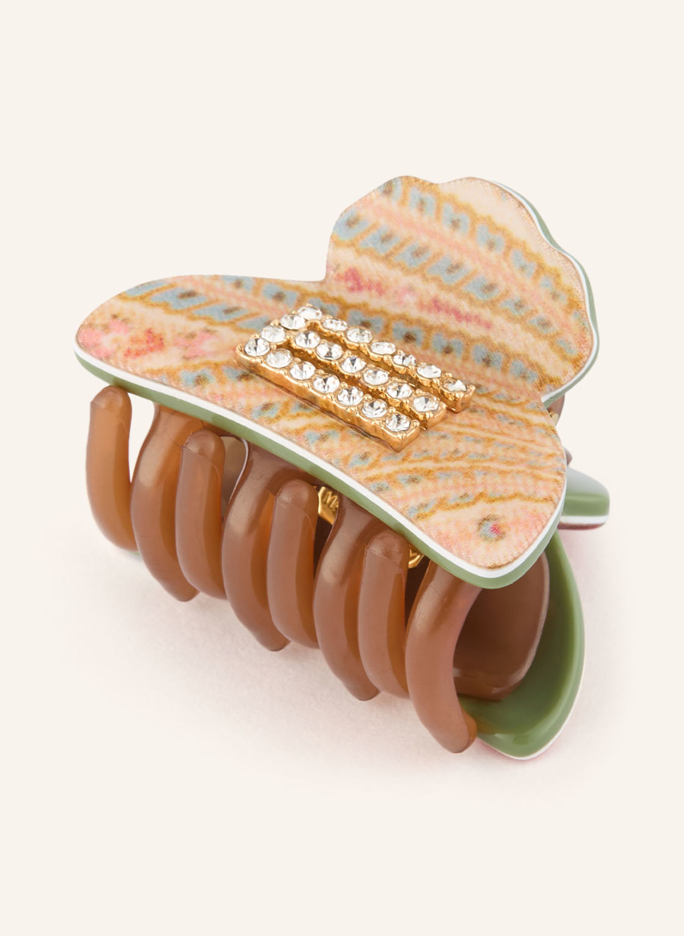 ETRO Hair clip with gemstones: OLIVE / BROWN / BEIGE
