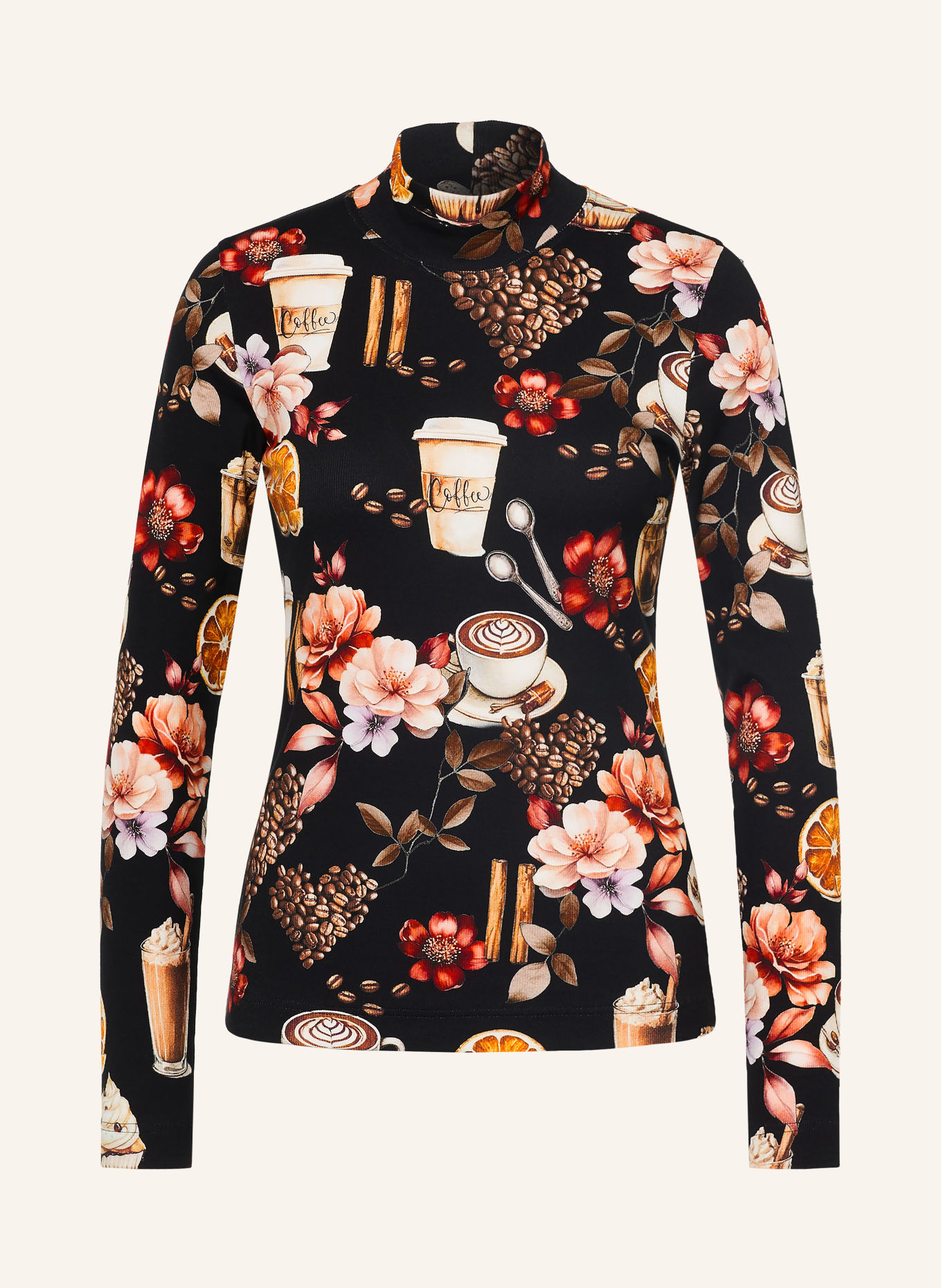 efixelle Long-sleeve shirt: BLACK / BROWN / DARK RED