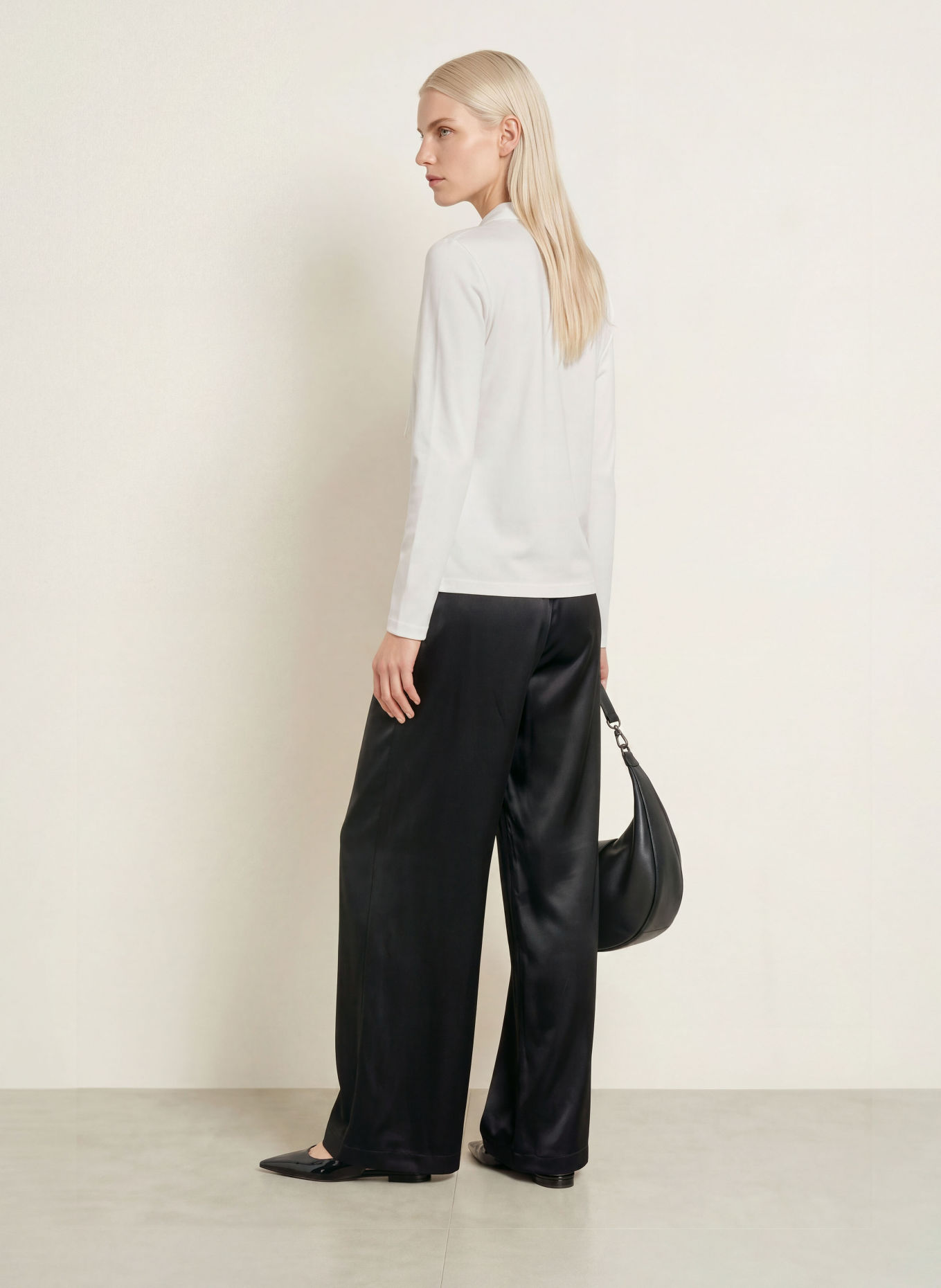 efixelle Tie-neck blouse: WHITE