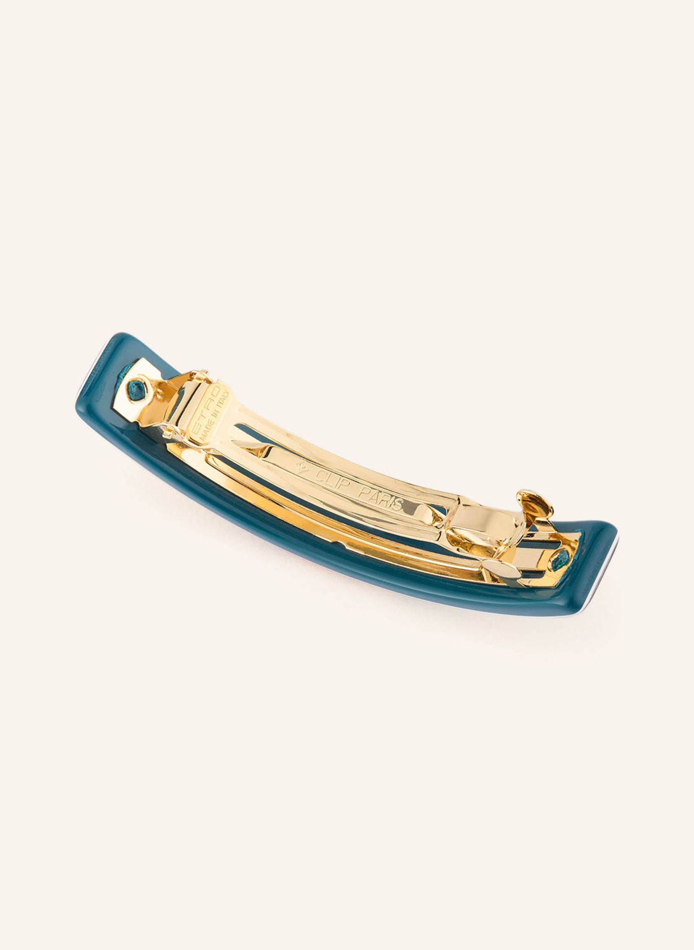 ETRO Hair clip with gemstones: TEAL / GOLD / BEIGE