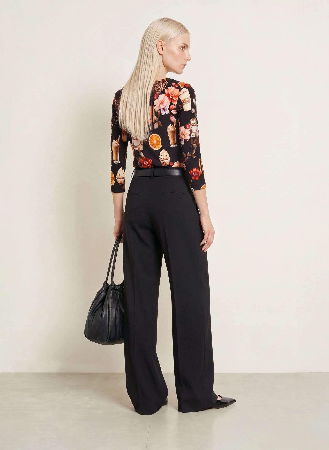 efixelle Shirt with 3/4 sleeves: BLACK / BROWN / WHITE