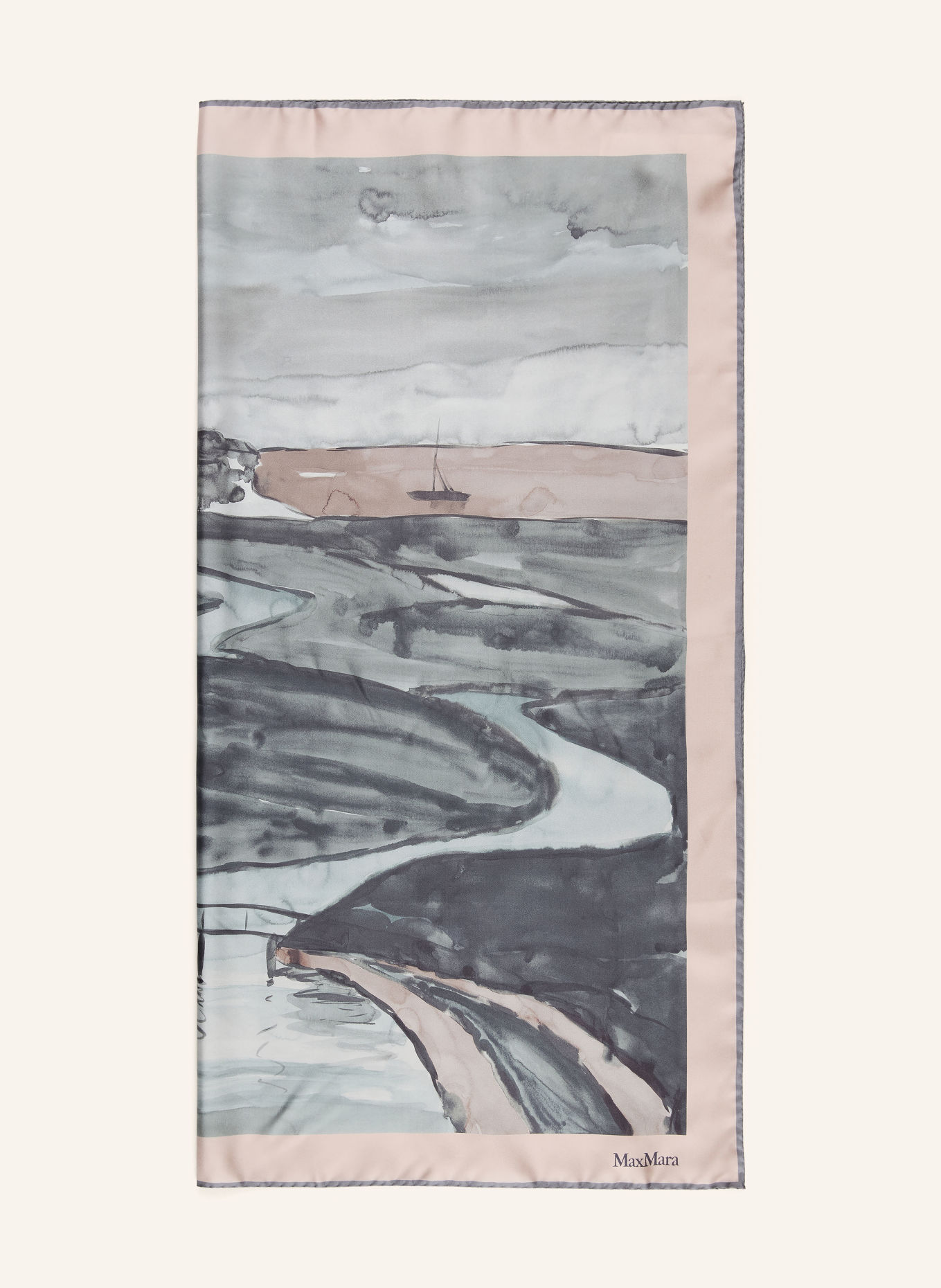Max Mara CARRE Silk Scarf: GREEN / ROSE / WHITE