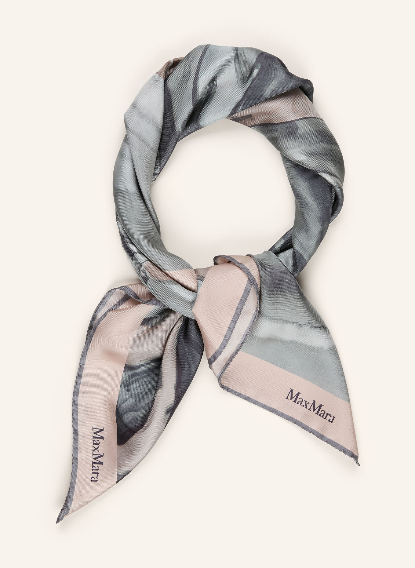 Max Mara CARRE Silk Scarf: GREEN / ROSE / WHITE