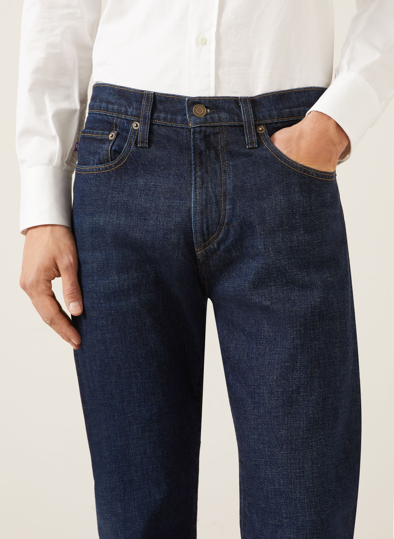 RALPH LAUREN PURPLE LABEL Straight-Fit Jeans: 001 DARK INDIGO
