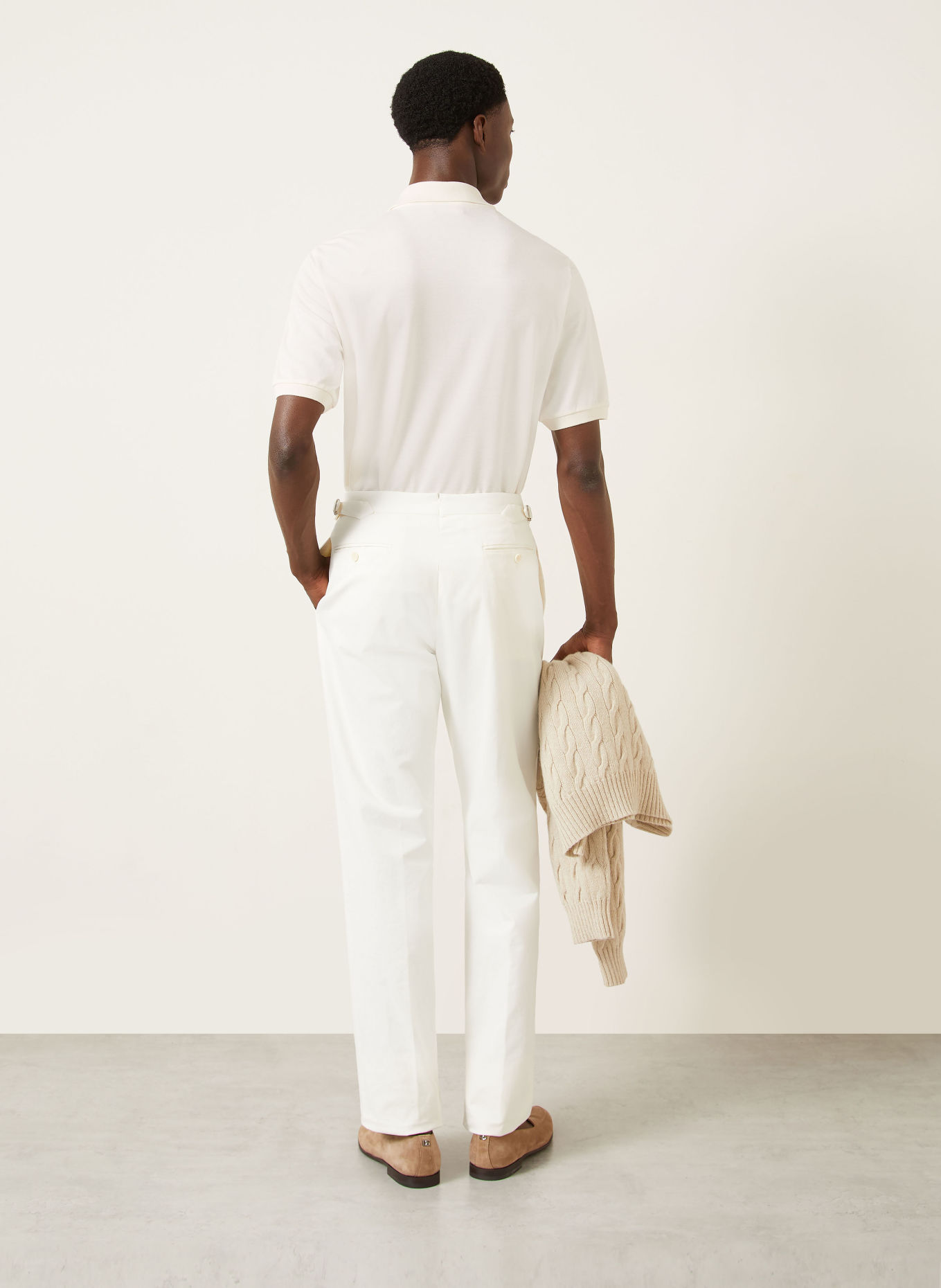 RALPH LAUREN PURPLE LABEL Piqué-Poloshirt: ECRU / DUNKELBRAUN / BLAUGRAU