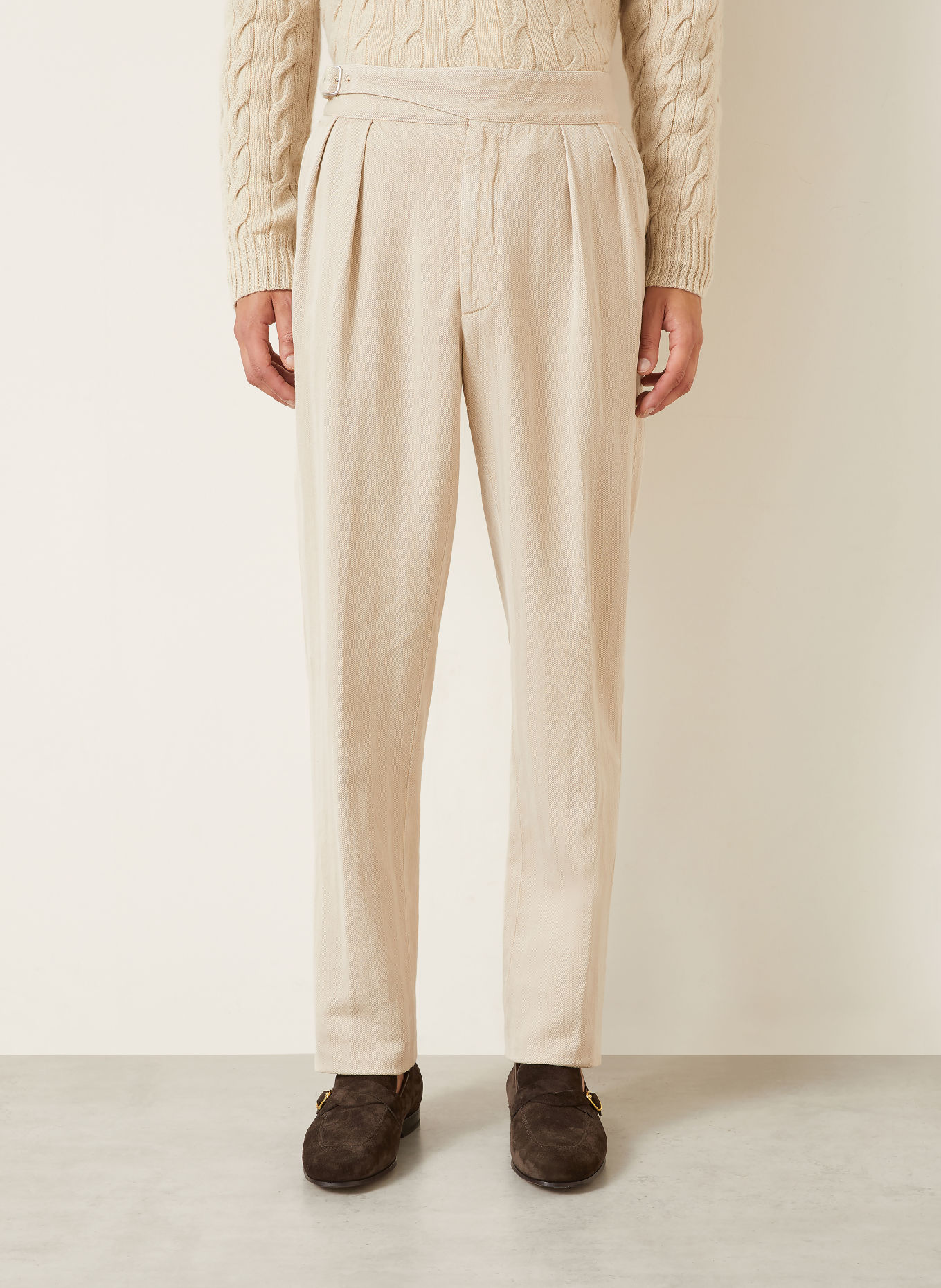 RALPH LAUREN PURPLE LABEL Hose Regular Fit mit Leinen: BEIGE