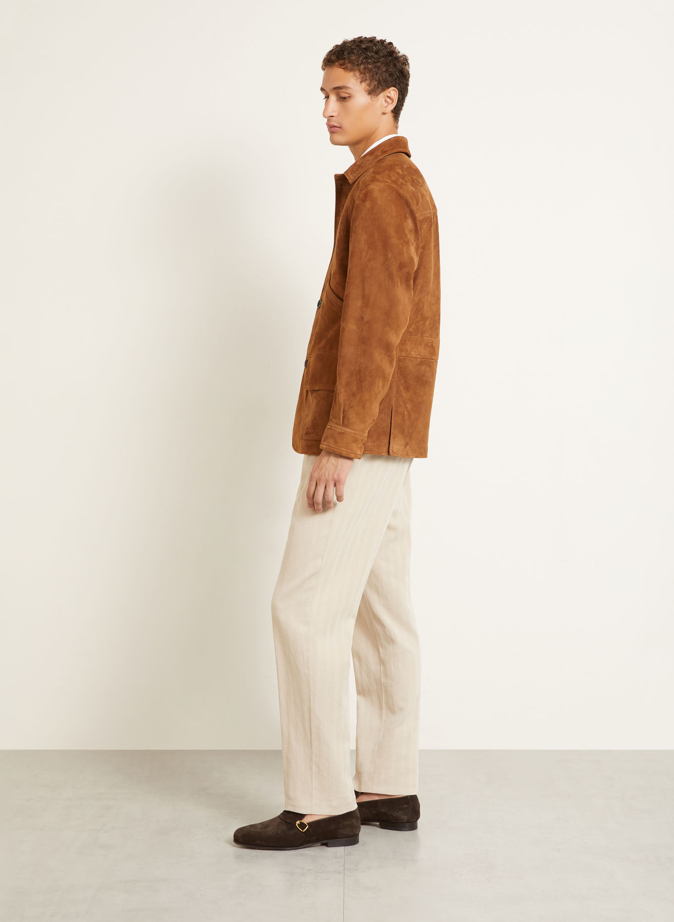 RALPH LAUREN PURPLE LABEL Hose Regular Fit mit Leinen: BEIGE