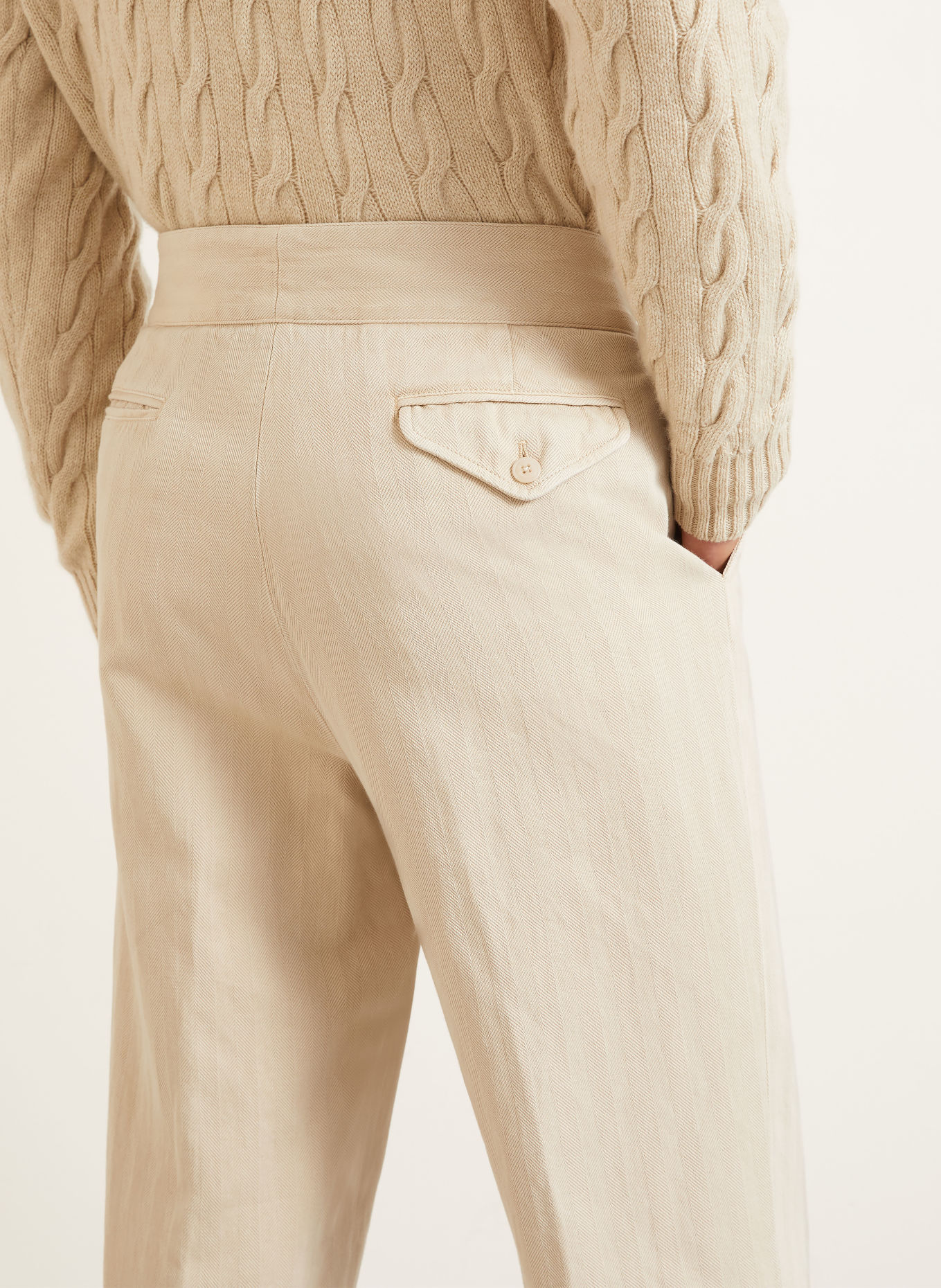 RALPH LAUREN PURPLE LABEL Hose Regular Fit mit Leinen: BEIGE