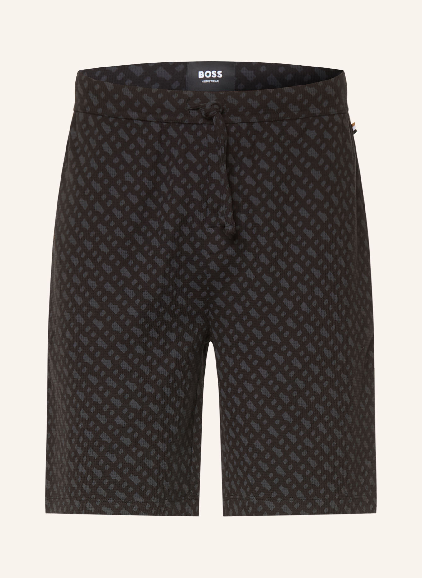 BOSS Short de pyjama: NOIR / TAUPE