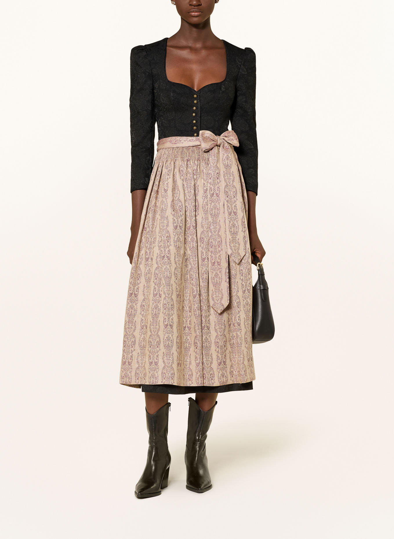 Gottseidank Dirndl AMELIE mit 3/4-Arm: SCHWARZ / ROSÉ
